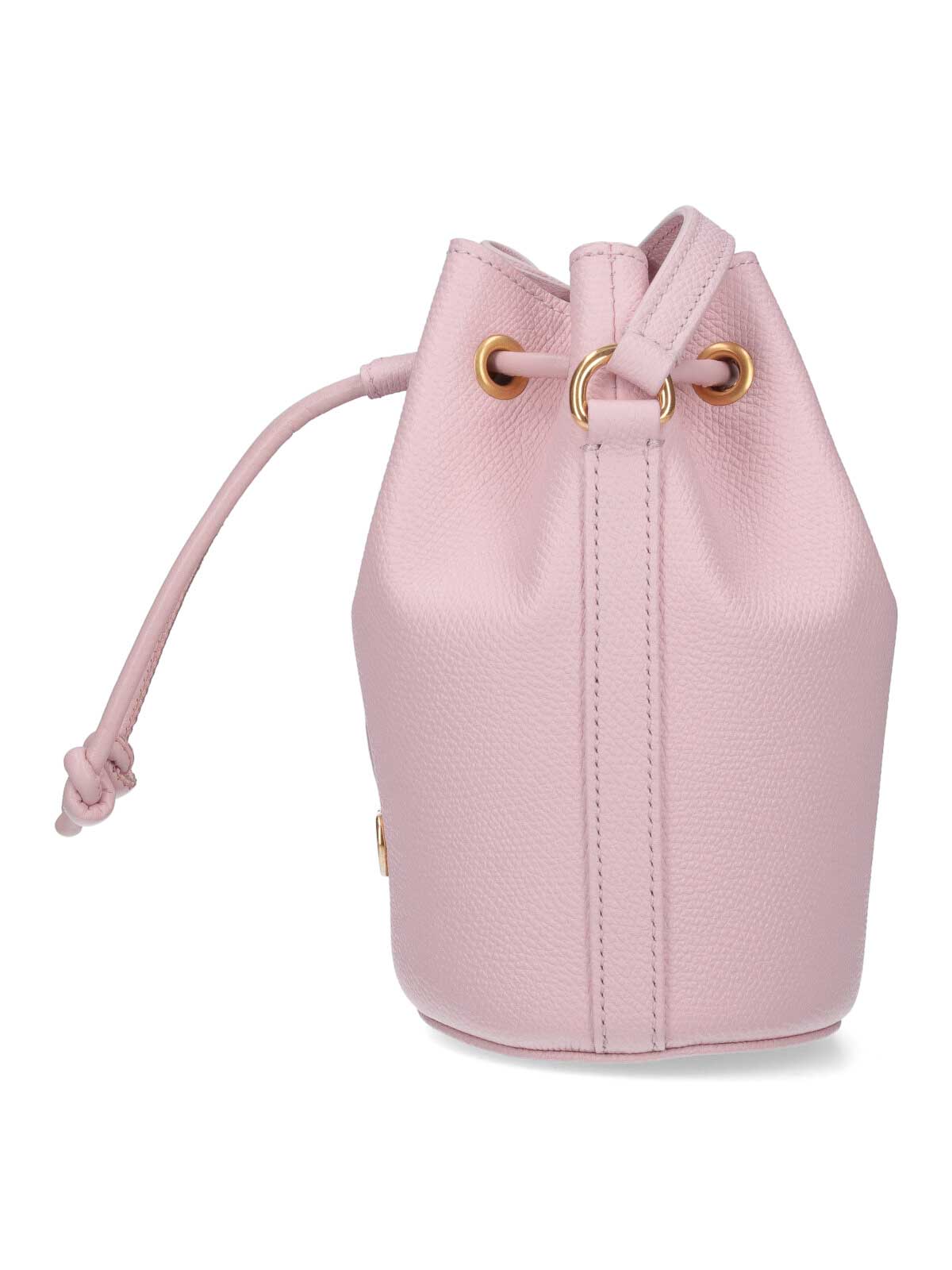 Valentino Bucket Bag With Gold-tone Hardware And Textured Finish In Nude