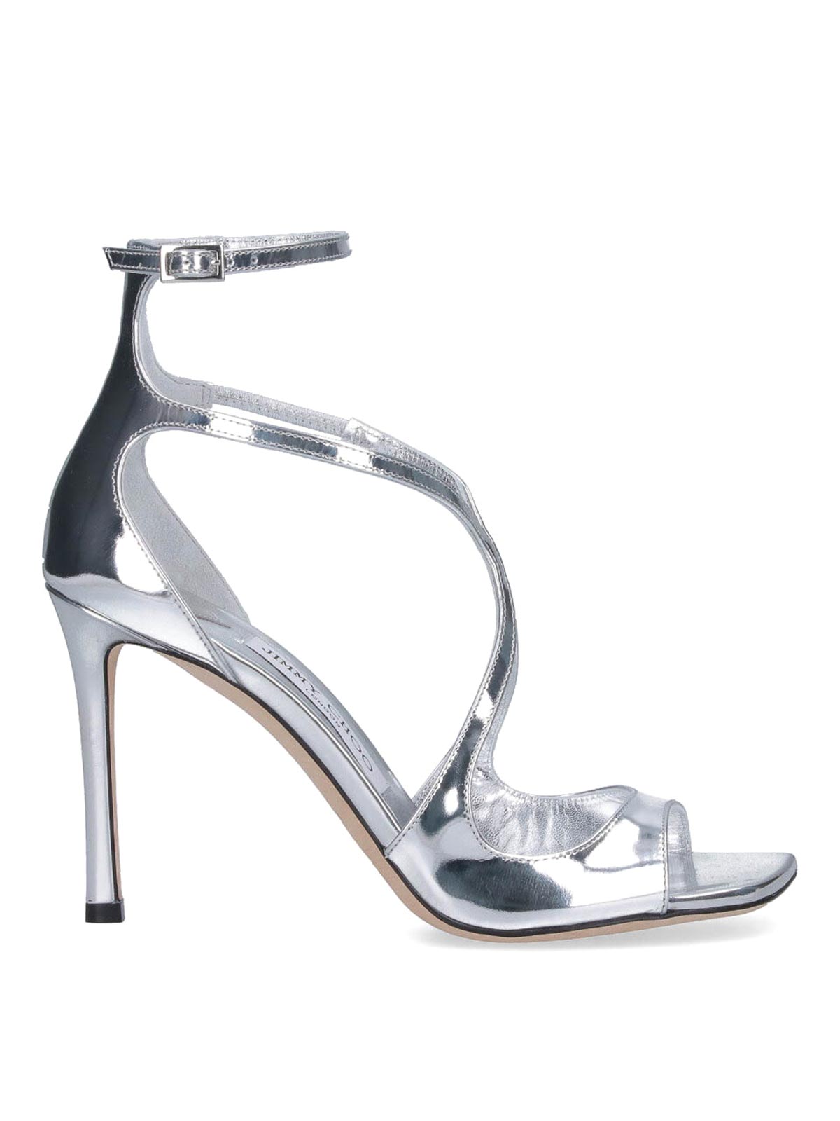 Jimmy Choo Azia 95 Leather Sandal In Silver