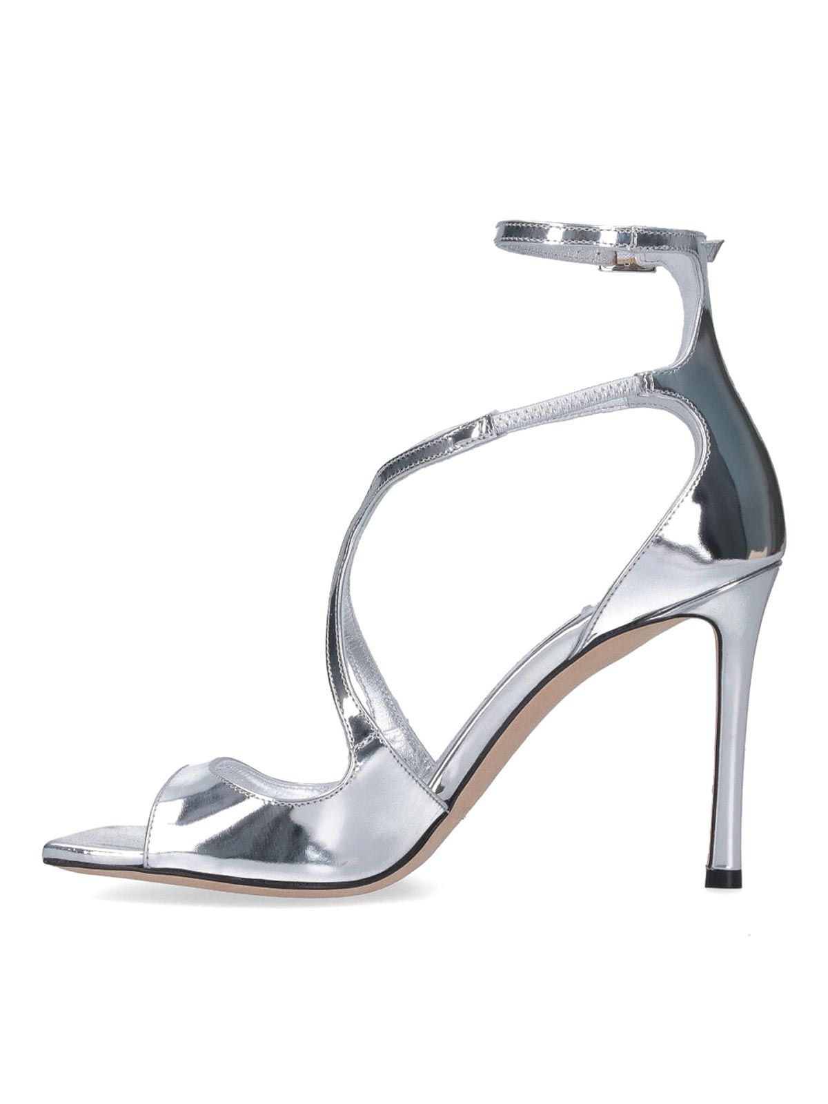 Jimmy Choo Azia 95 Leather Sandal In Silver