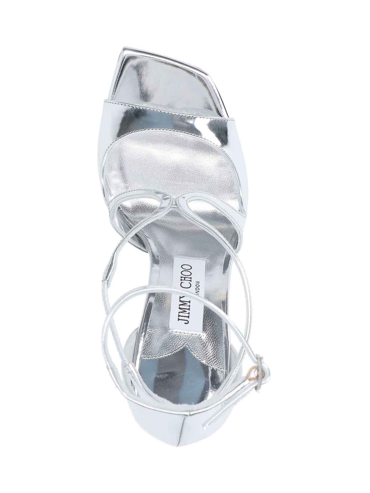 Jimmy Choo Azia 95 Leather Sandal In Silver
