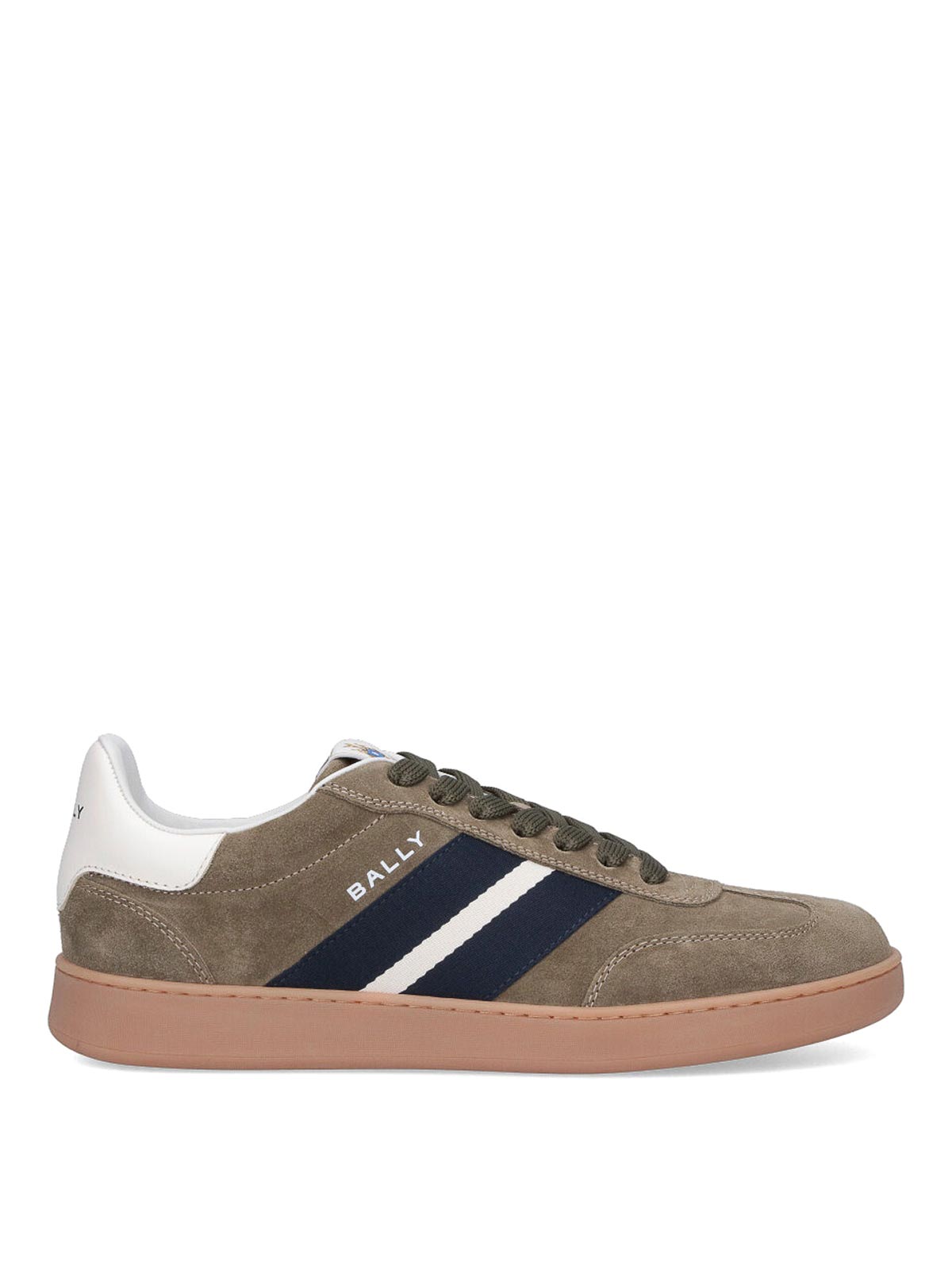 Bally Round Toe Suede Sneakers With Rubber Sole In Green