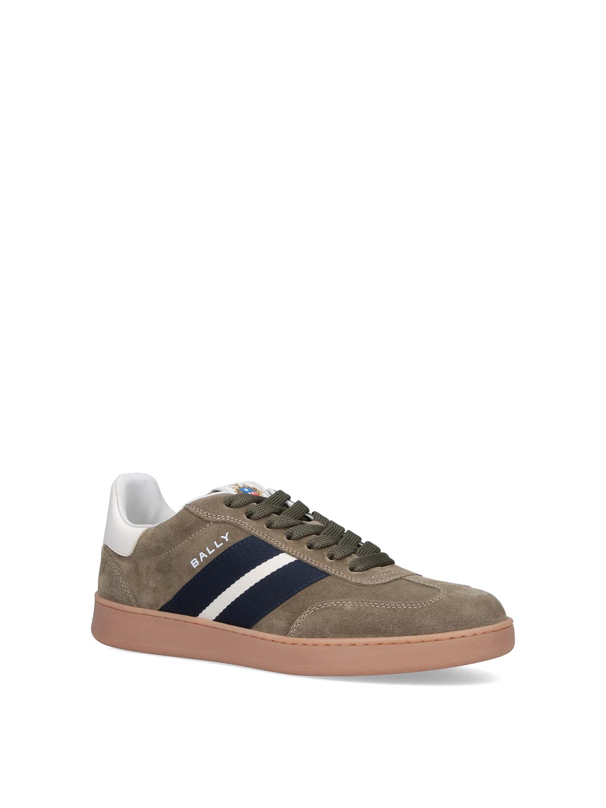 Bally Round Toe Suede Sneakers With Rubber Sole In Green