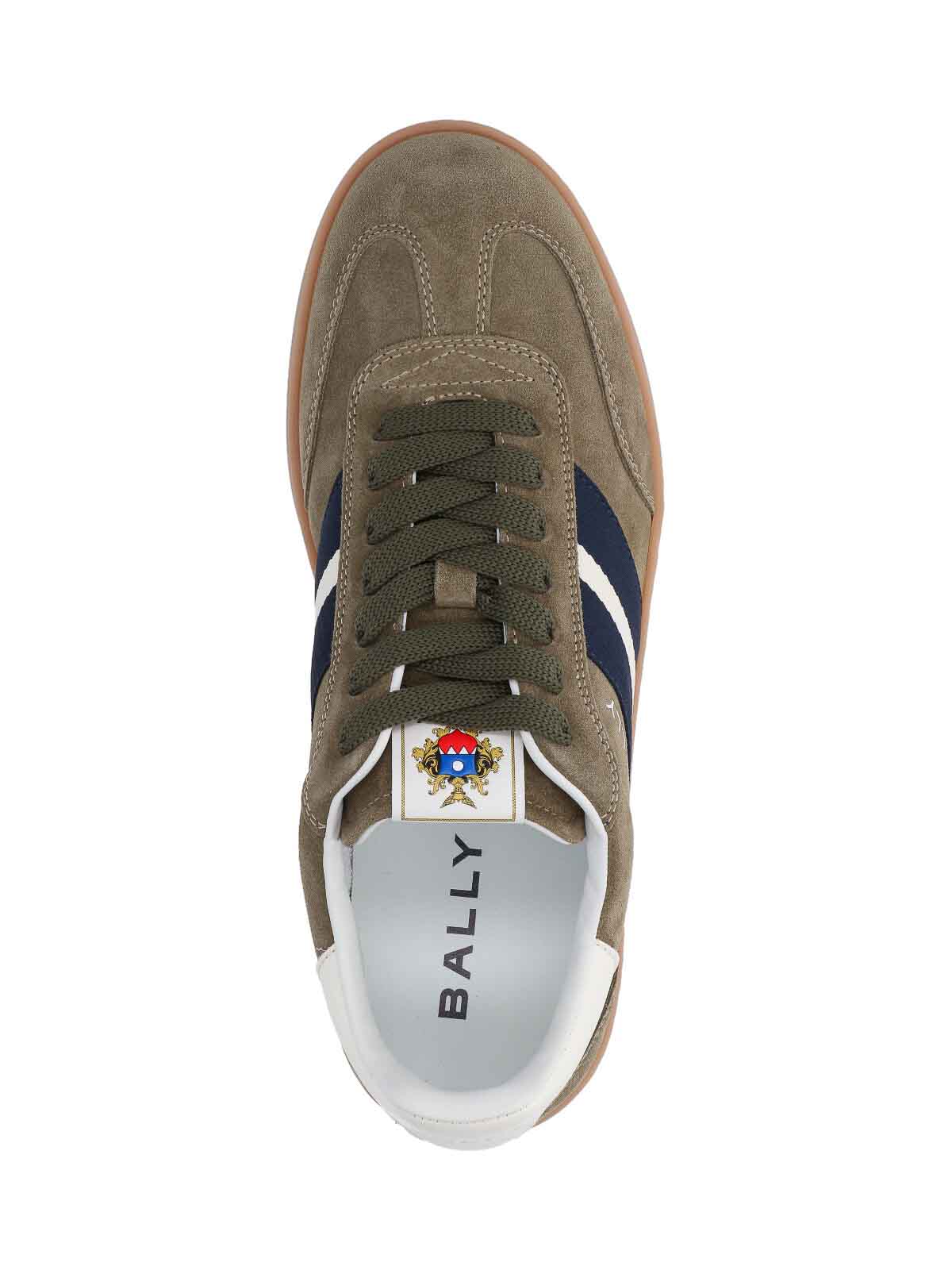 Bally Round Toe Suede Sneakers With Rubber Sole In Green