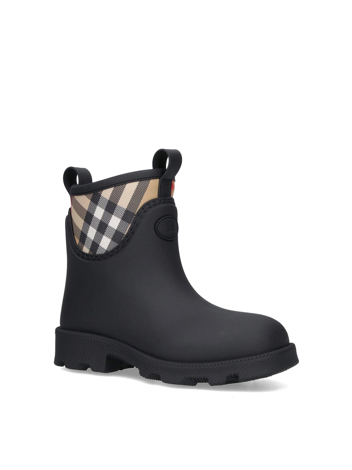 Burberry Black Rubber Marsh Stamp Ankle Boots In Multi
