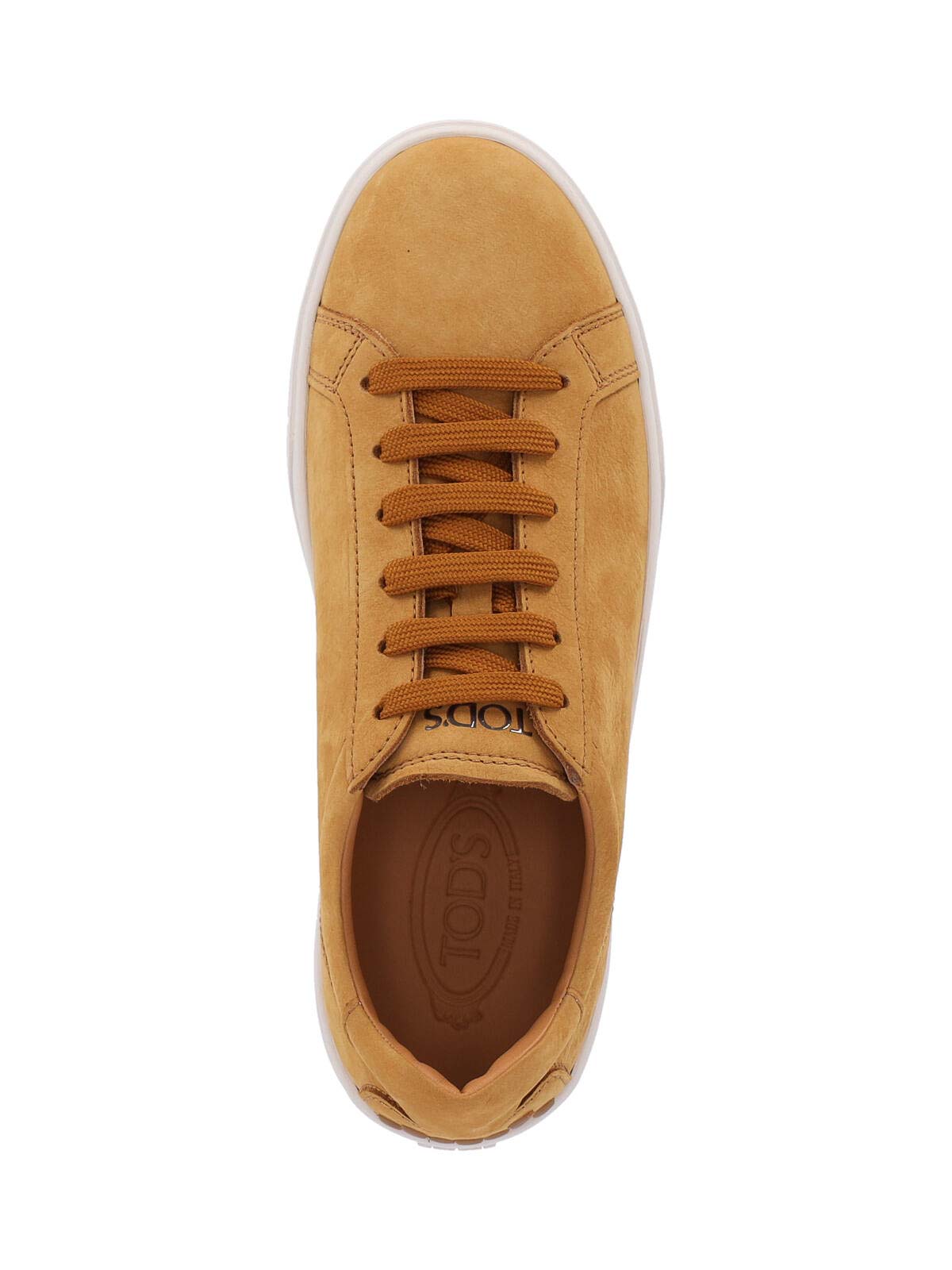 Tod's Low Top Round Toe Rubber Sole Sneakers In Yellow