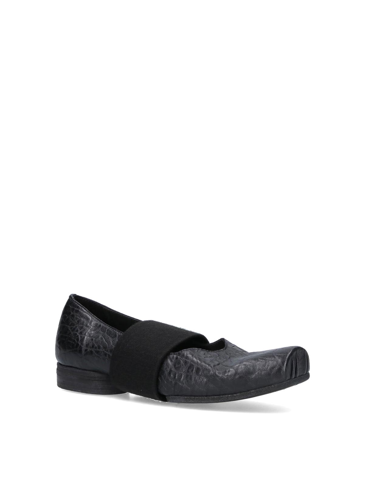 Uma Wang Elasticated-band Grainy-leather Ballet Flats In Black