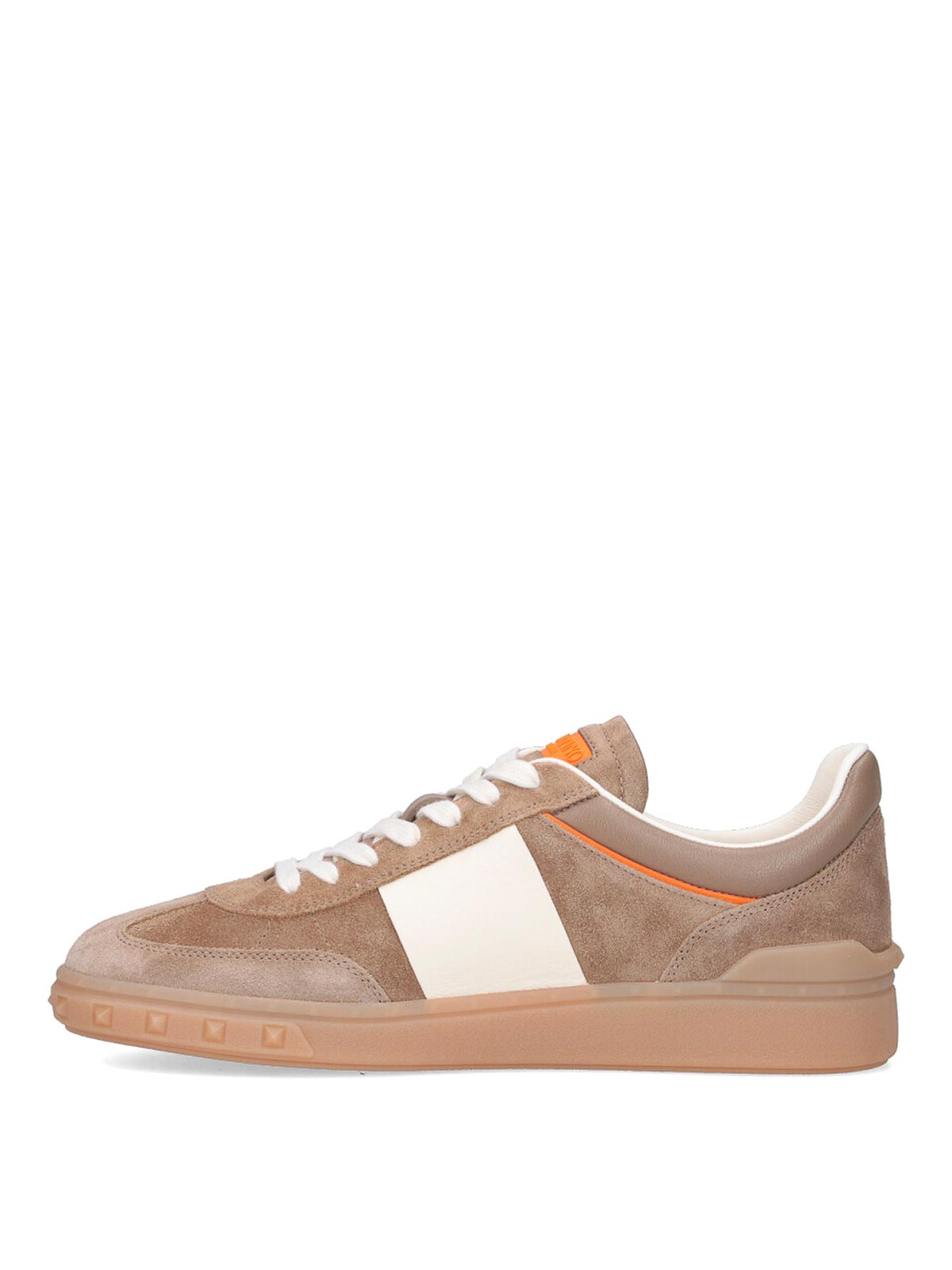 Valentino Garavani Upvillage Low Top Trainer In Split Leather And Calfskin Nappa Leather In Gold