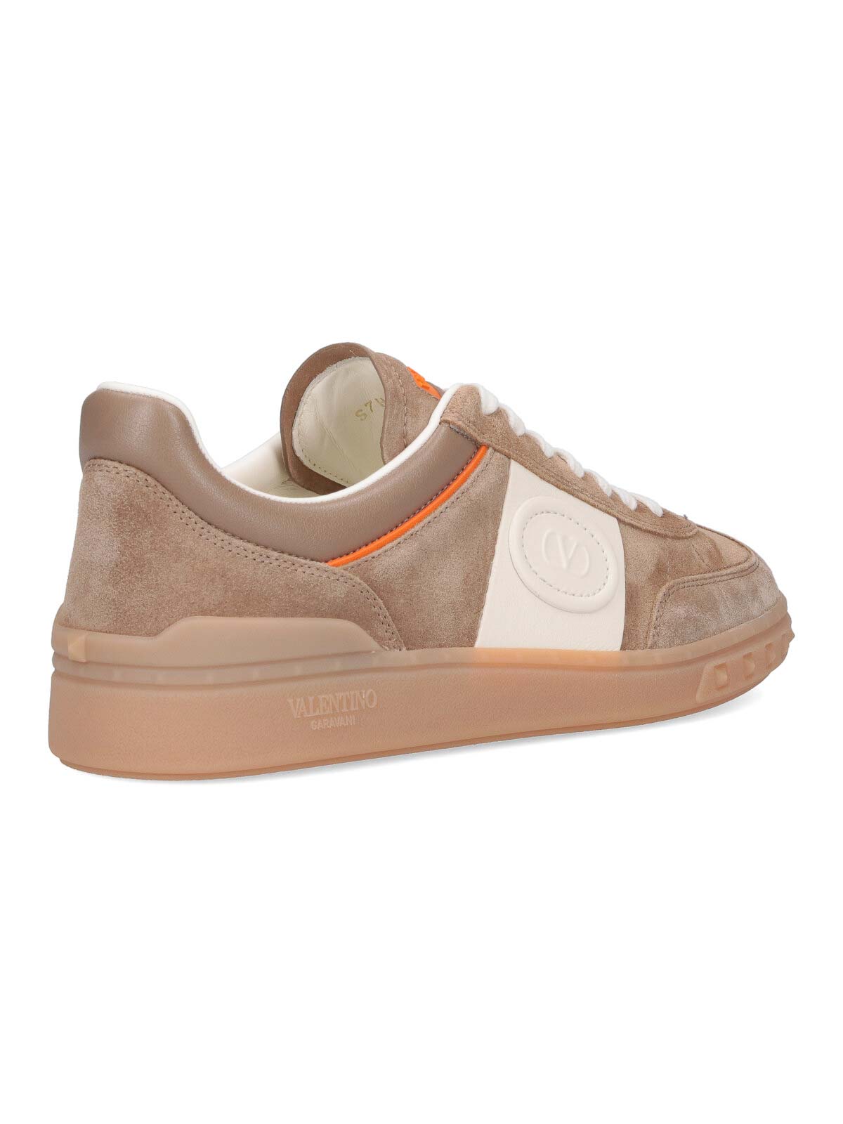Valentino Garavani Upvillage Low Top Trainer In Split Leather And Calfskin Nappa Leather In Gold