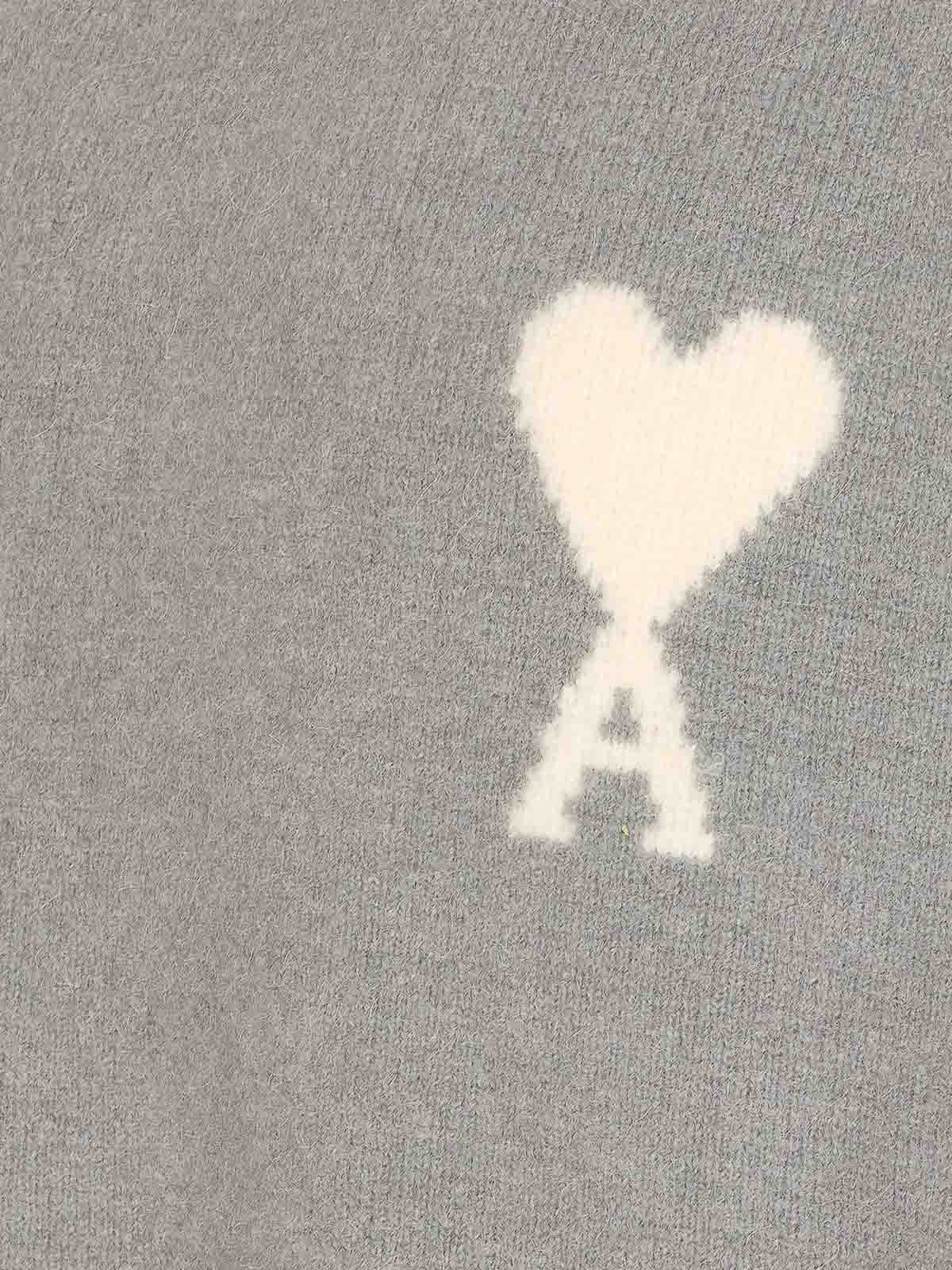 Ami Alexandre Mattiussi Ami Round Neck Sweater With Logo Detail And Ribbed Finishes In Neutral