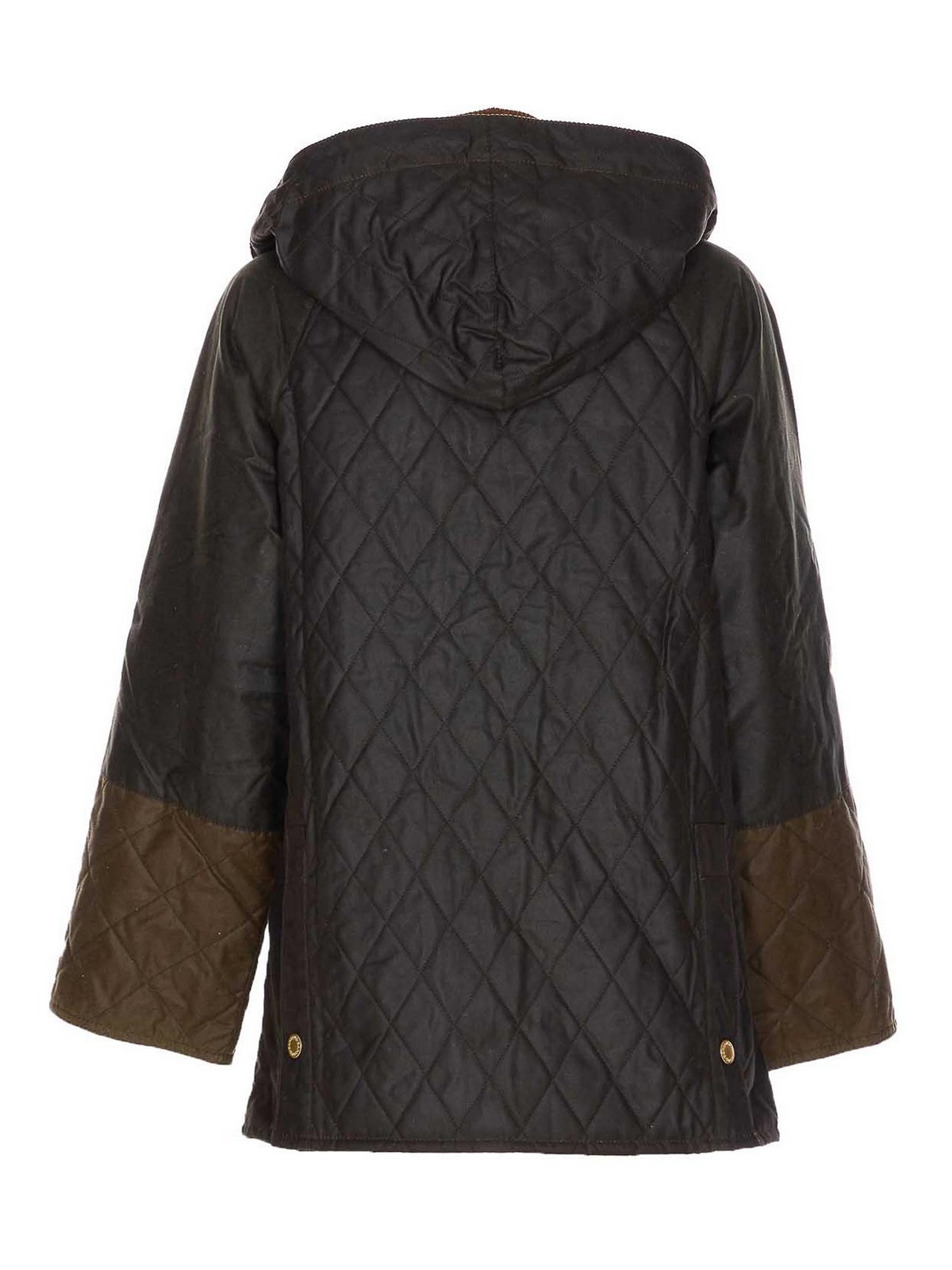 Barbour Quilted Corduroy-panels Puffer Jacket In Brown