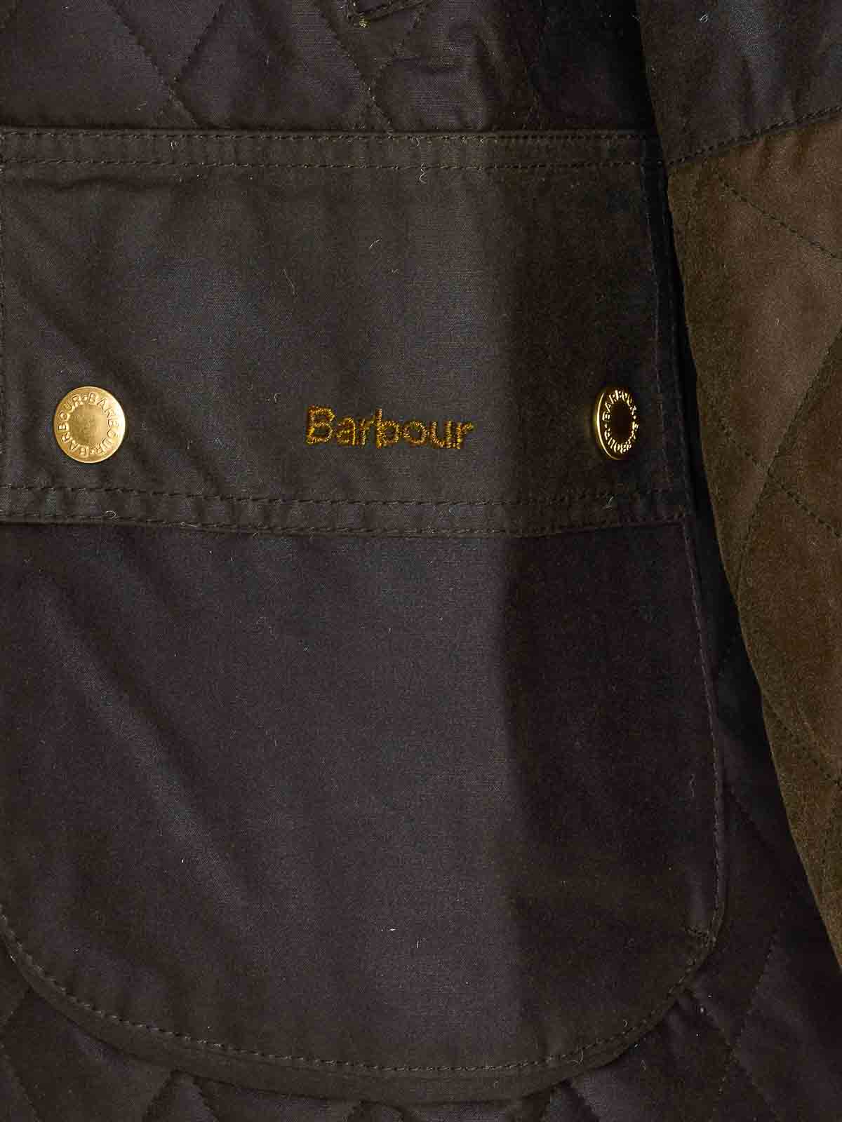 Barbour Quilted Corduroy-panels Puffer Jacket In Brown