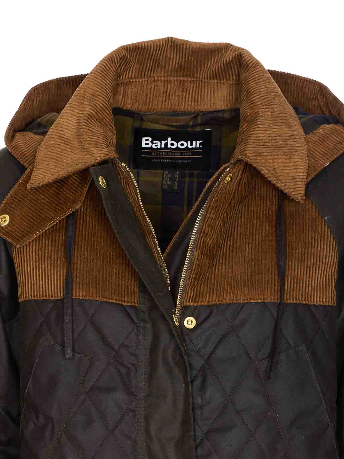 Barbour Quilted Corduroy-panels Puffer Jacket In Brown
