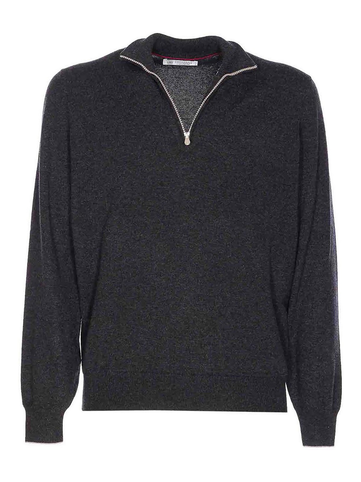 Brunello Cucinelli Half Zip Cashmere Sweater In Black