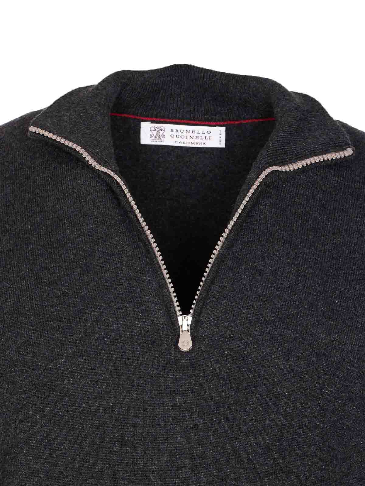 Brunello Cucinelli Half Zip Cashmere Sweater In Black