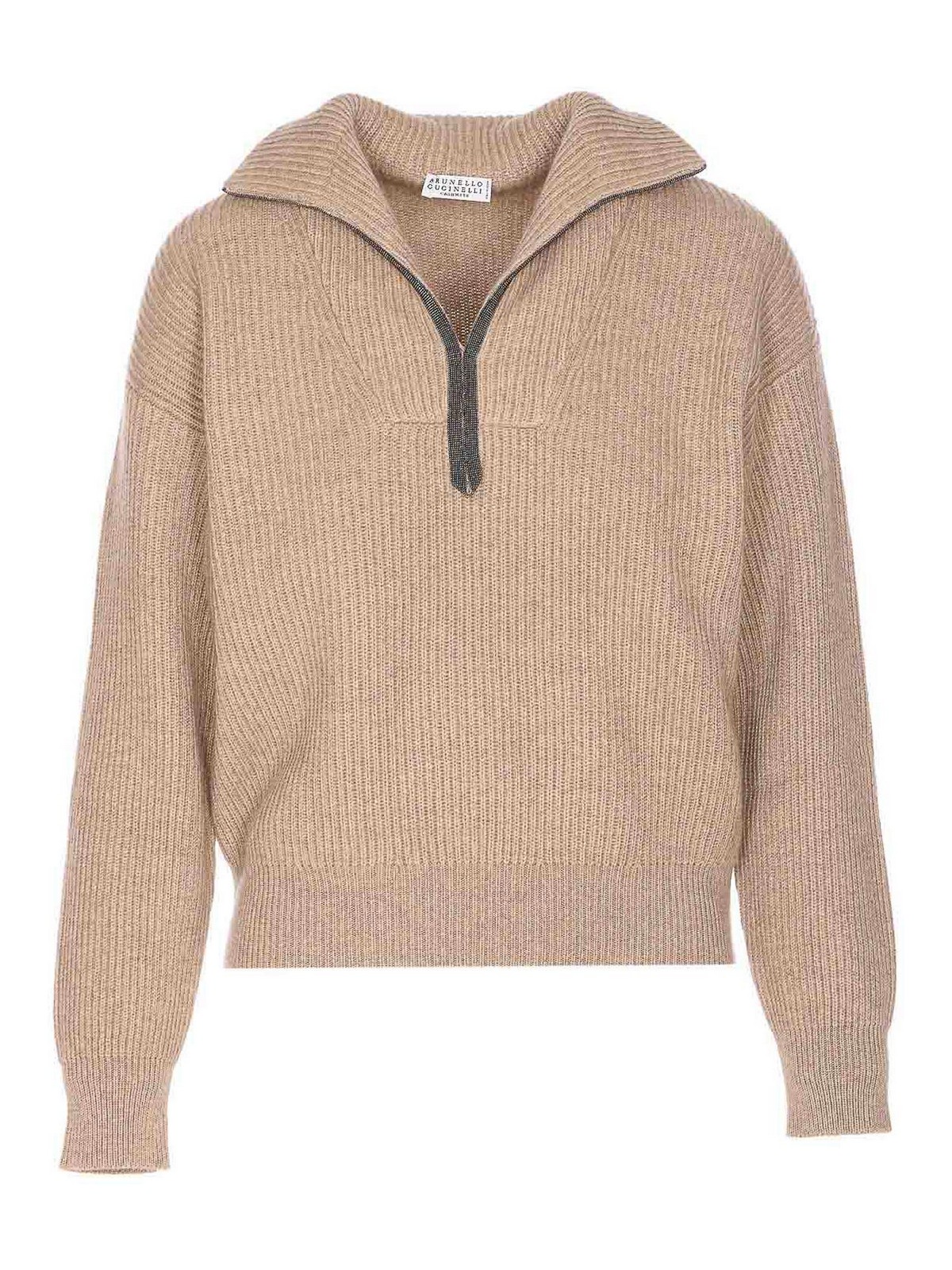 Brunello Cucinelli Sweater With Monile Detail In Neutral