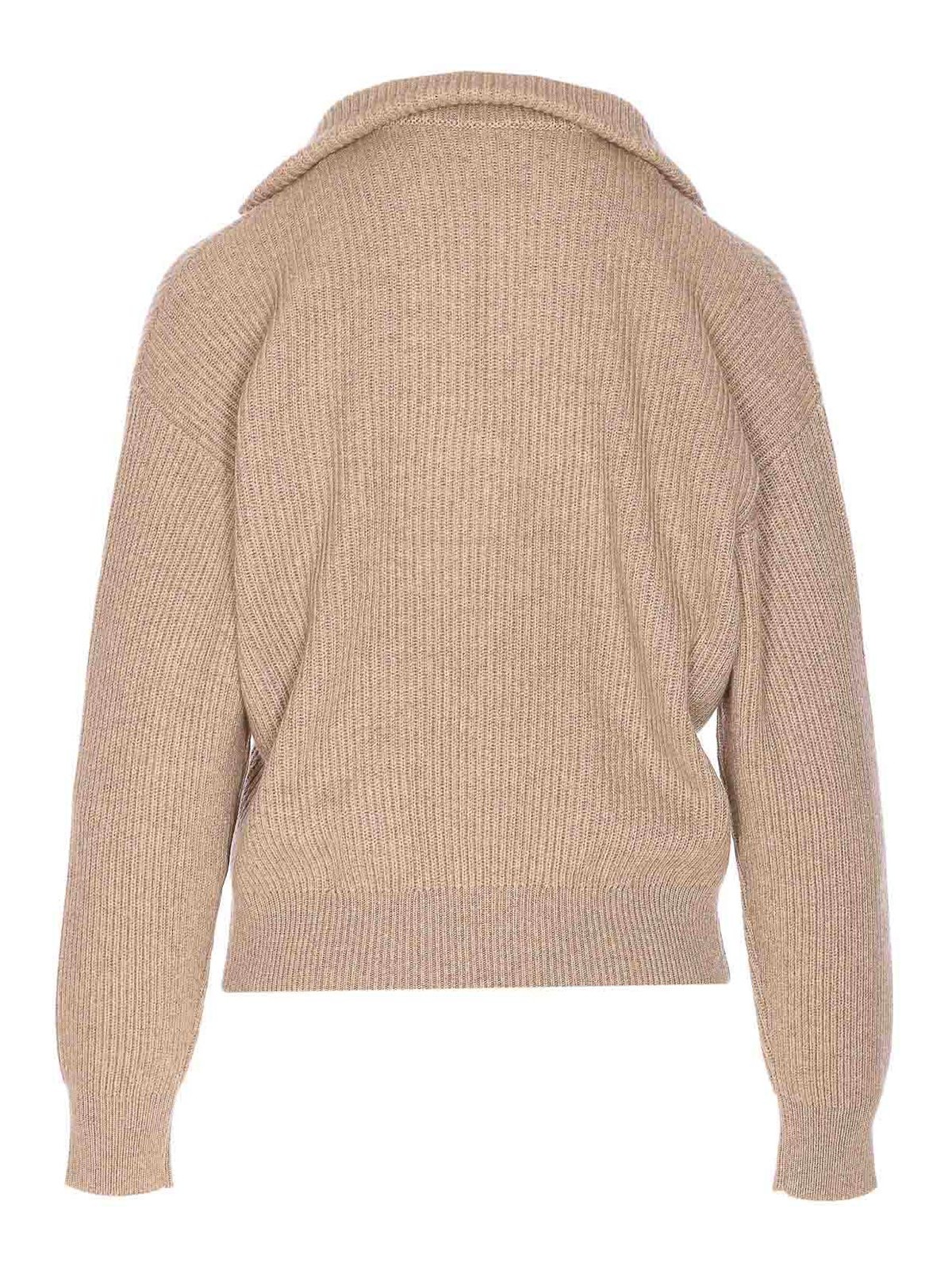 Brunello Cucinelli Sweater With Monile Detail In Neutral