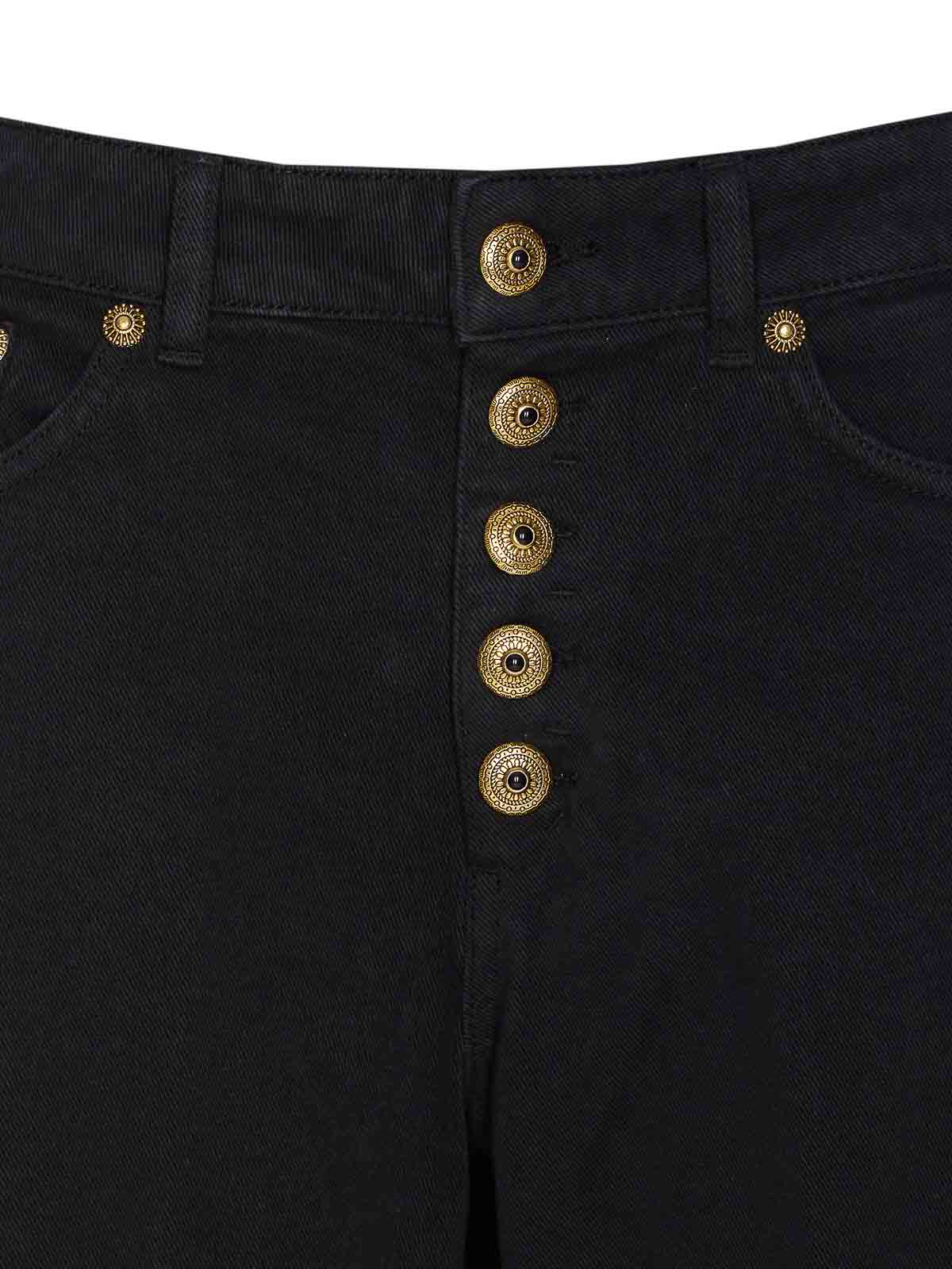 Dondup High-waisted Tailored Pants With Button-up Front And Rolled Cuffs In Black