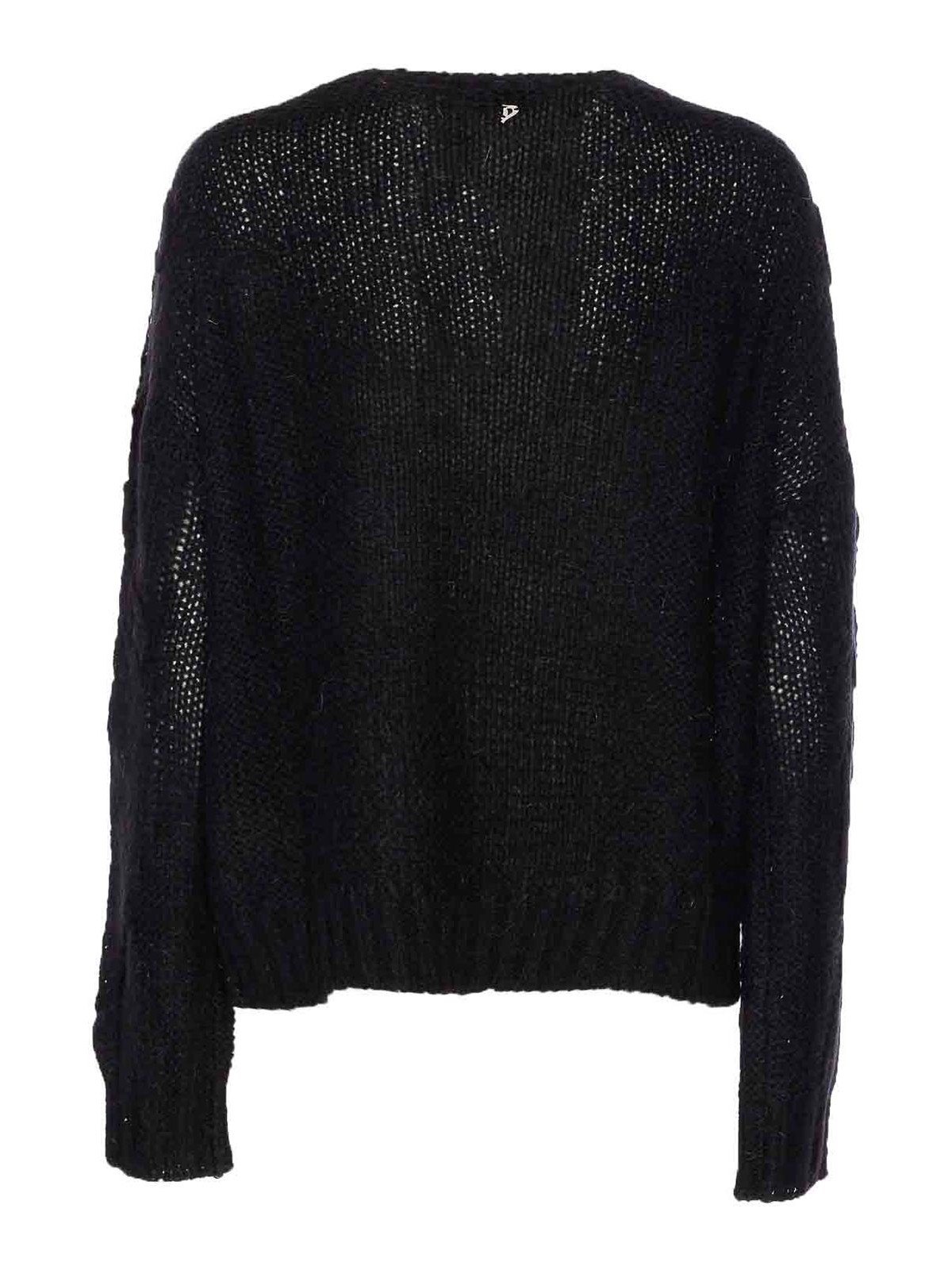 Dondup Embroidered Crewneck Sweater In Black