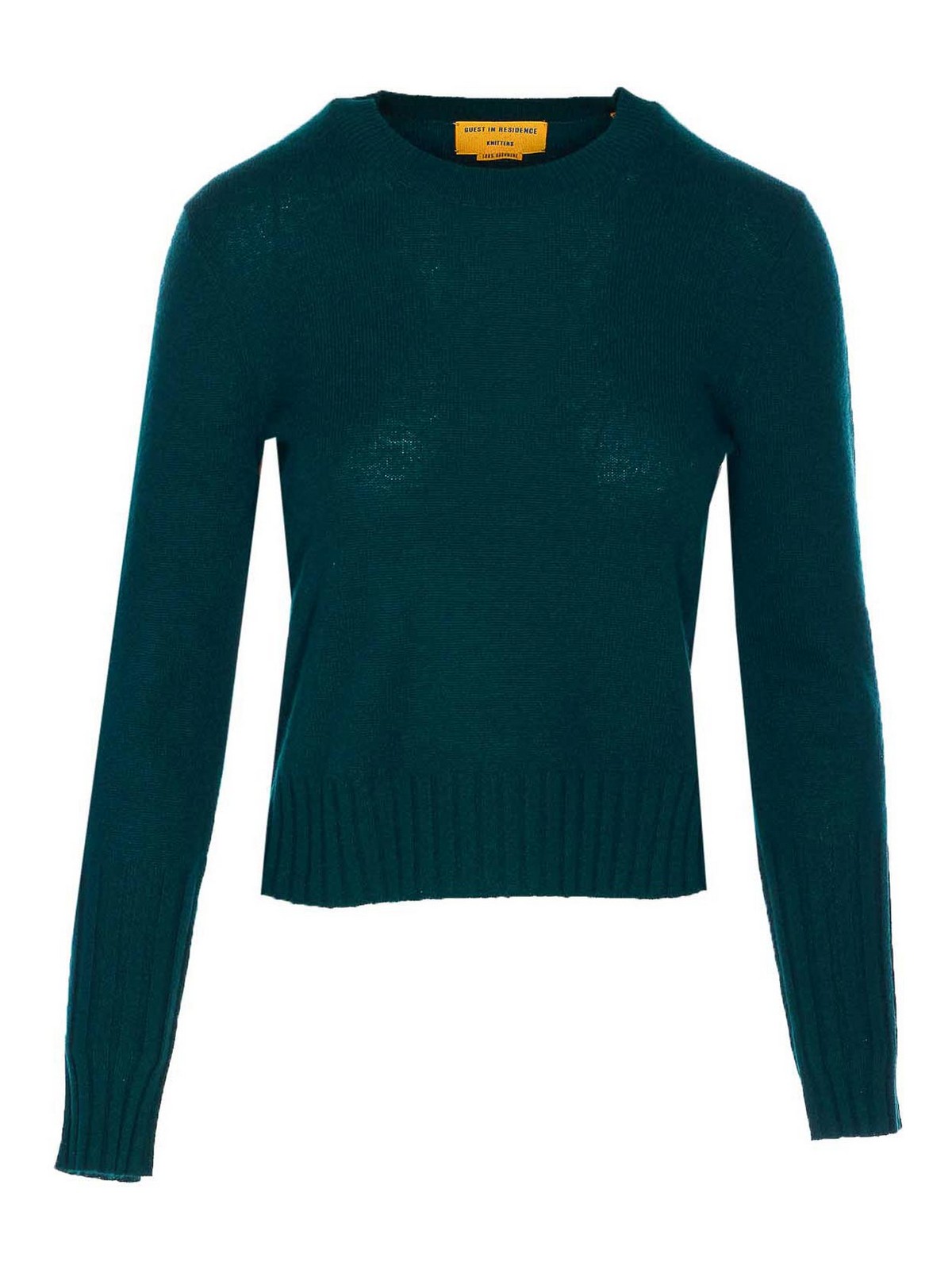 Guest In Residence Shrunken Cashmere Crewneck Sweater In Green