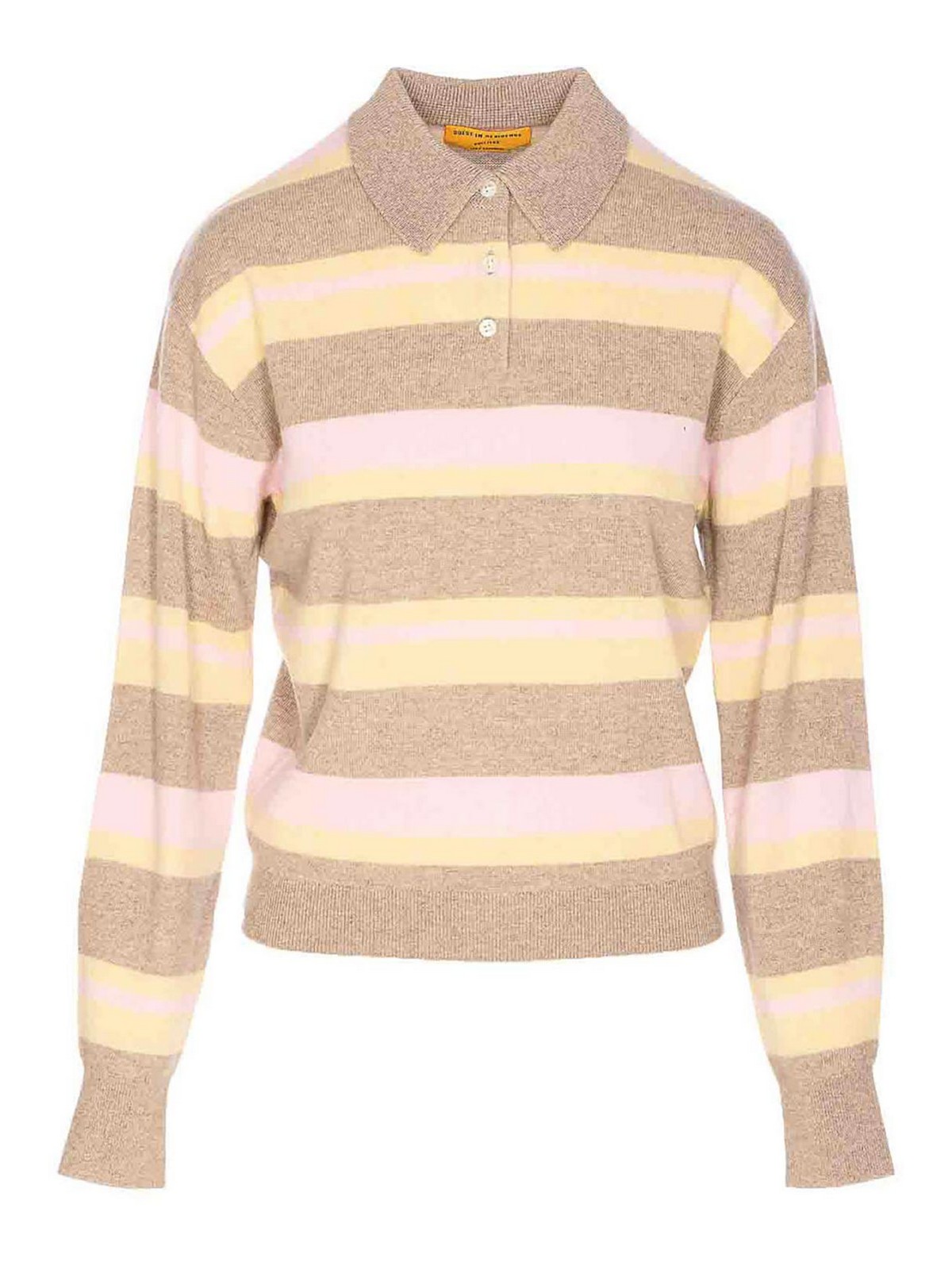 Guest In Residence Collegiate Striped Cashmere Polo In Multi