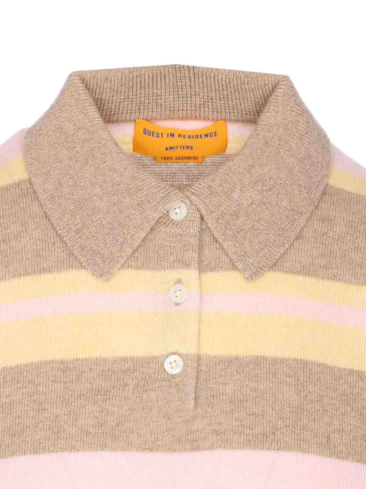 Guest In Residence Collegiate Striped Cashmere Polo In Multi
