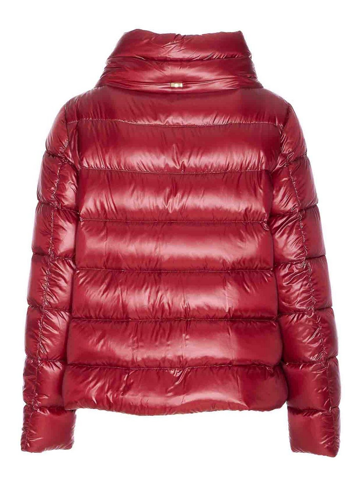Herno Quilted High Neck Jacket With Lateral Split In Red