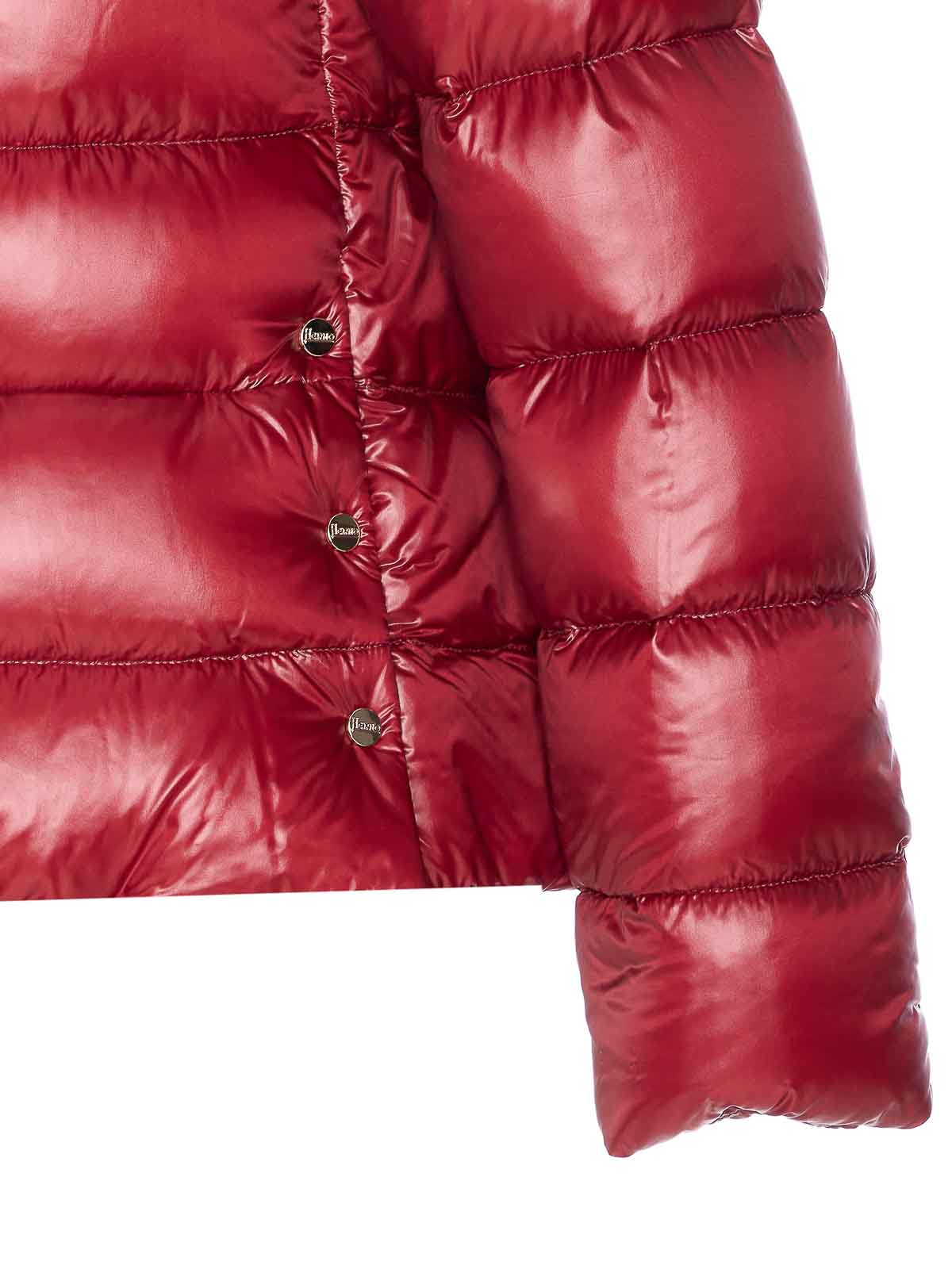 Herno Quilted High Neck Jacket With Lateral Split In Red