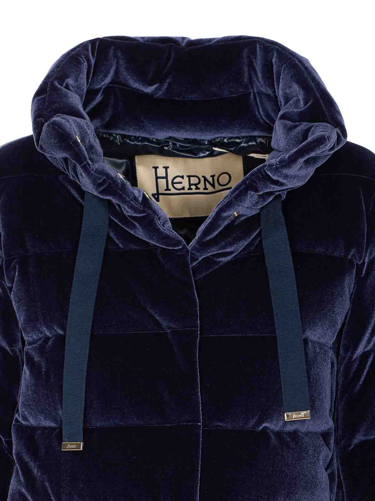 Herno Jacket In Smooth Velvet In Blue