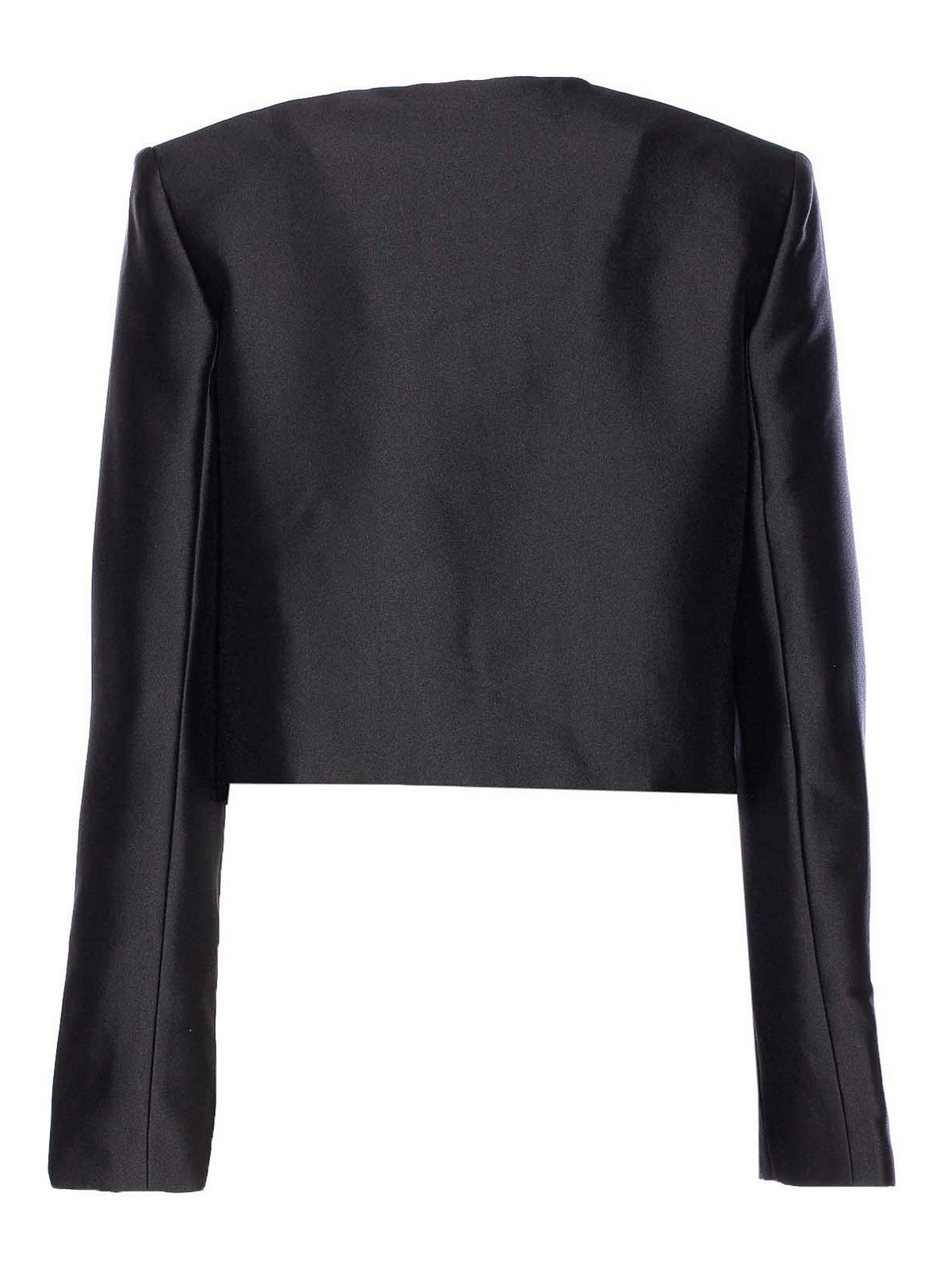 Self-portrait Black Taffeta Embellished Trim Jacket Clothing In Black