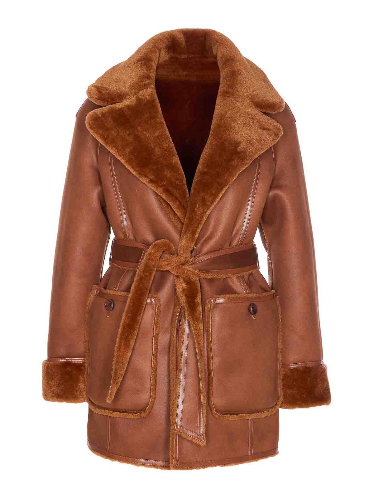 Urbancode Belted Reversible Coat In Brown