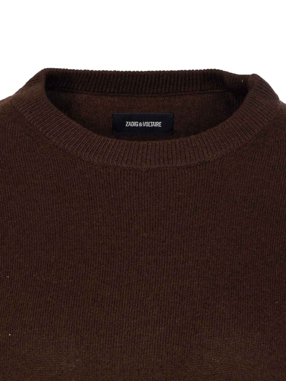 Zadig & Voltaire Brown Cici Ws Patch Heart Sweater In Brown