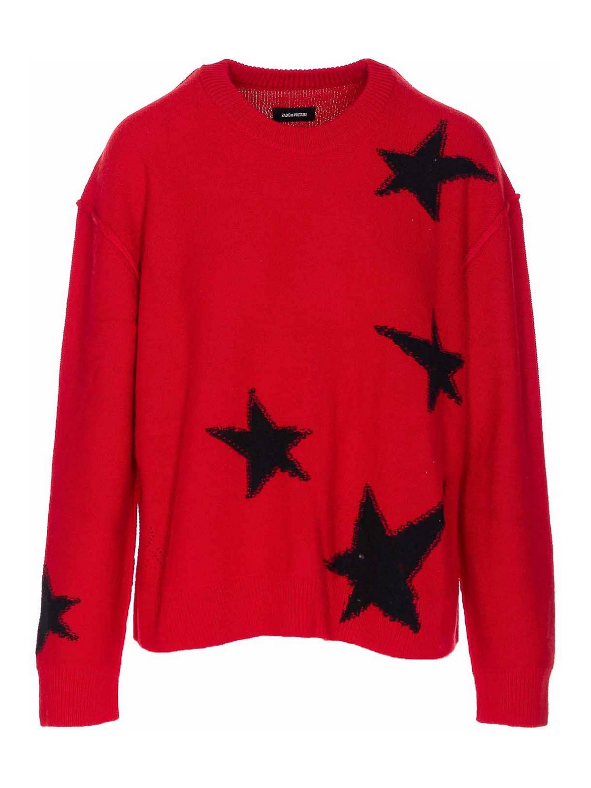 Zadig & Voltaire Markuz Ws Stars Graphic Cashmere Sweater In Red