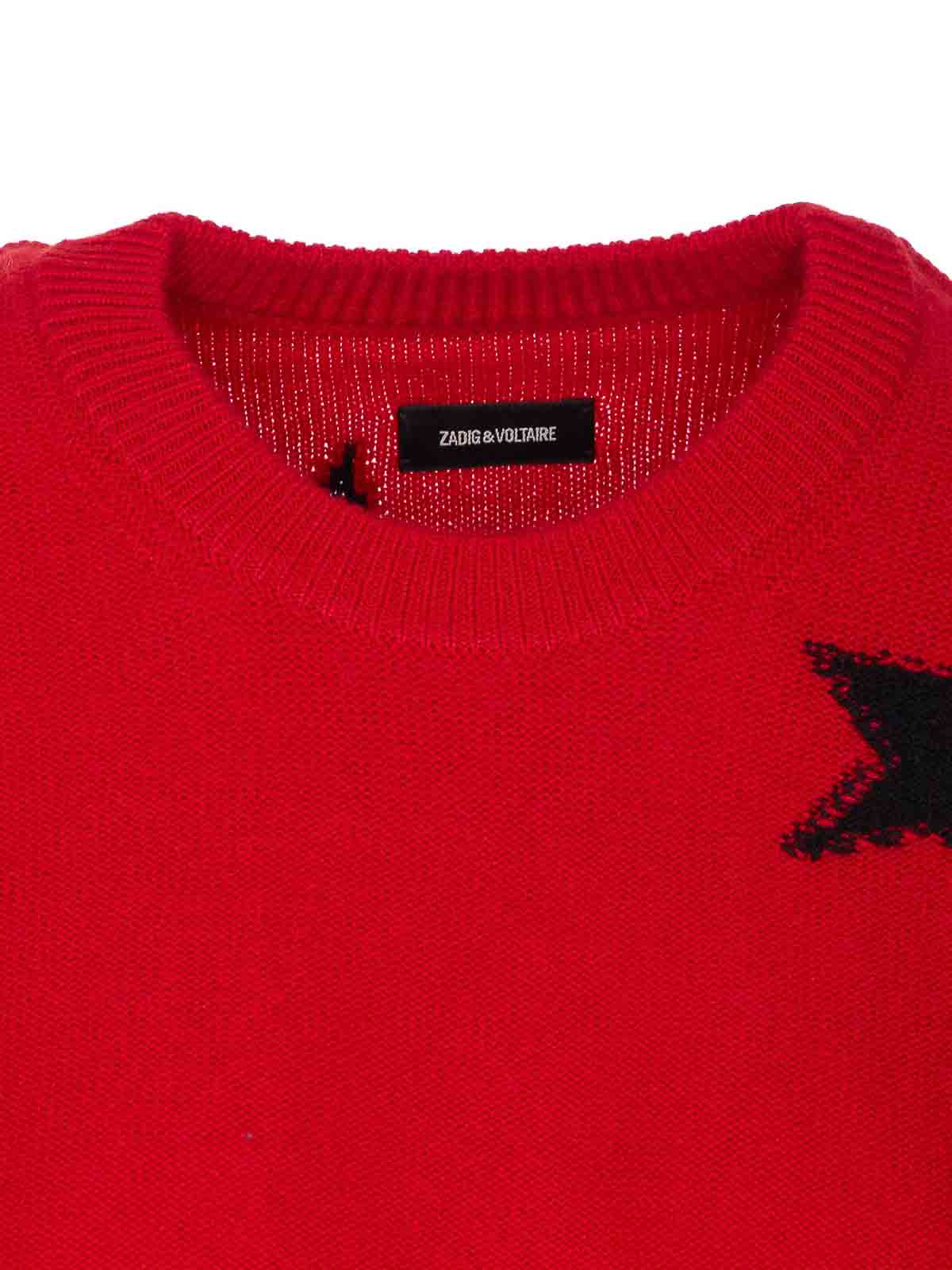 Zadig & Voltaire Markuz Ws Stars Graphic Cashmere Sweater In Red