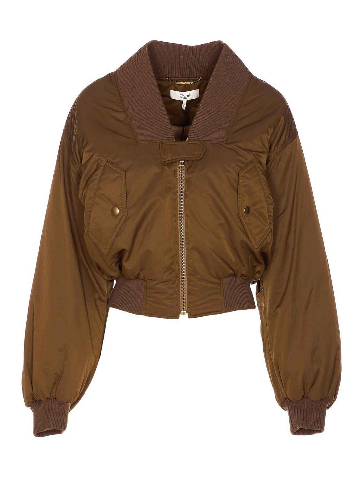 Chloé Brown Polyester Blend Bomber Jacket In Brown