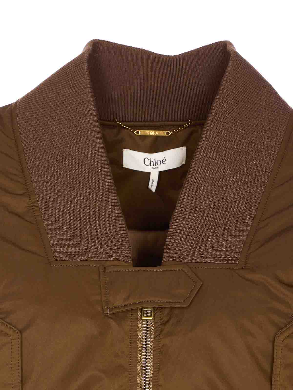Chloé Brown Polyester Blend Bomber Jacket In Brown