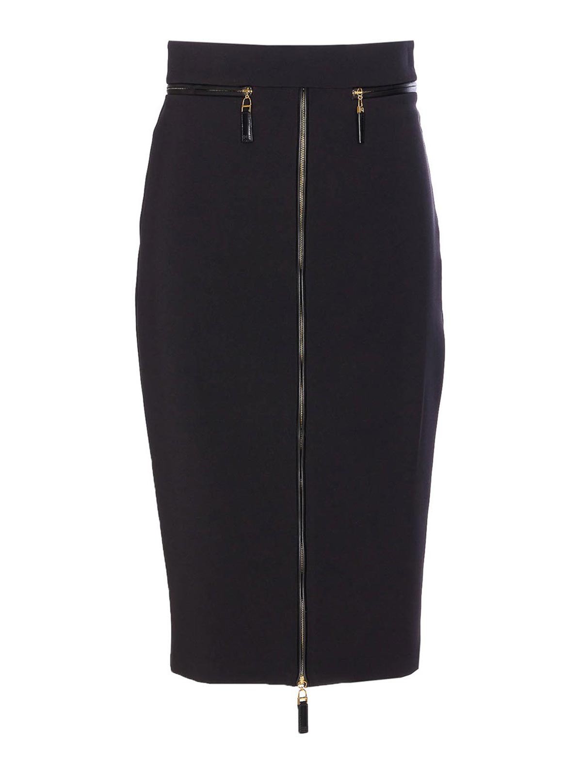 Elisabetta Franchi Lightweight Crepe Skirt With Black Zip In Black