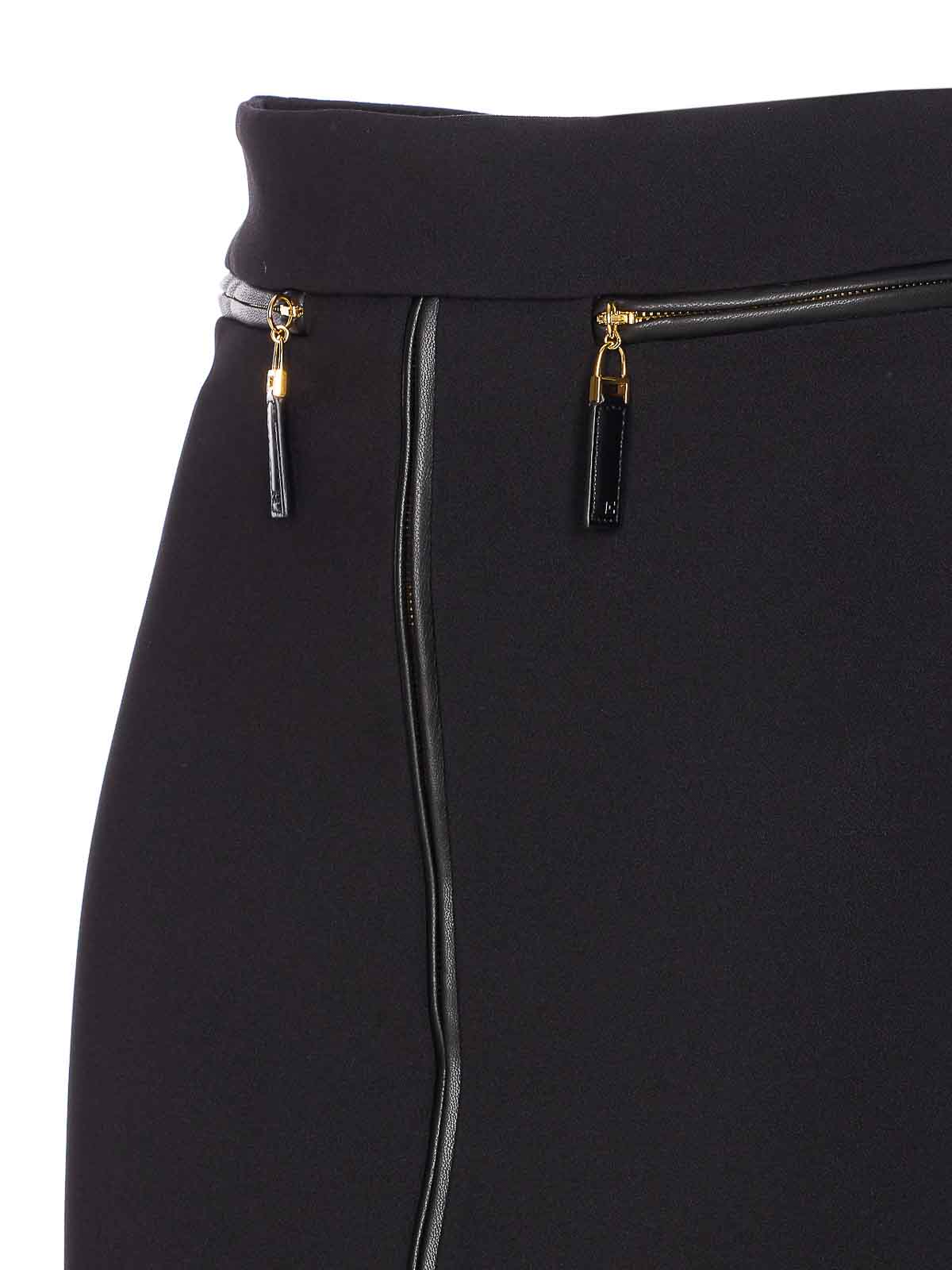 Elisabetta Franchi Lightweight Crepe Skirt With Black Zip In Black