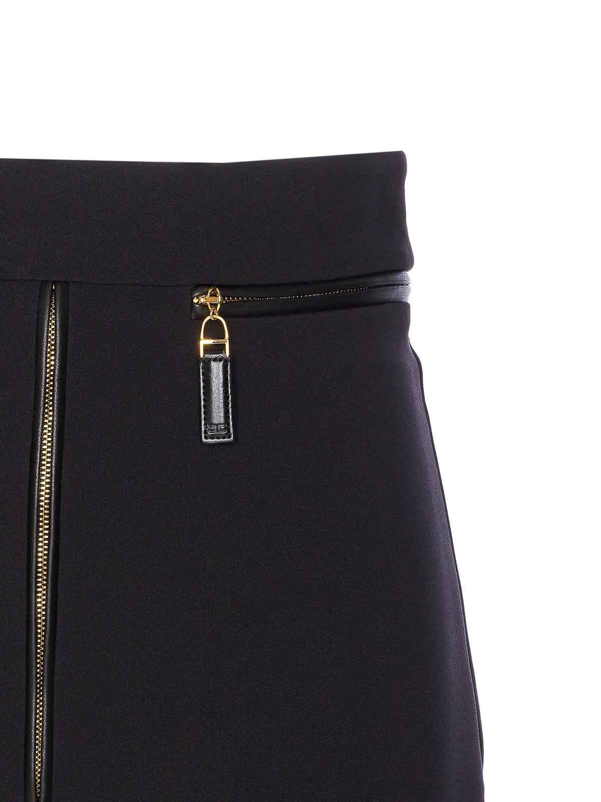 Elisabetta Franchi Lightweight Crepe Skirt With Black Zip In Black