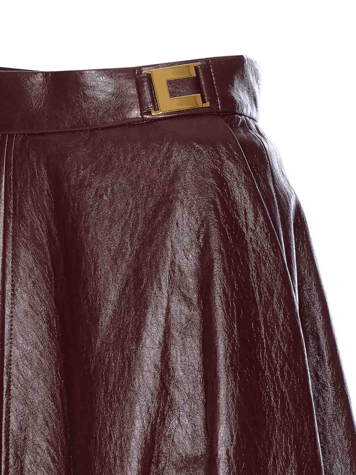 Elisabetta Franchi A-line Silhouette Skirt With Metallic Buckle Detail In Red