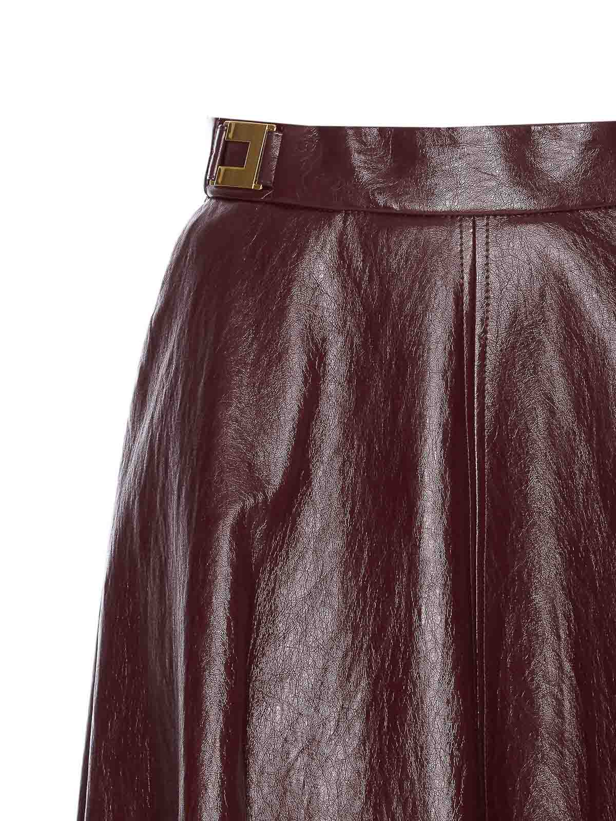 Elisabetta Franchi A-line Silhouette Skirt With Metallic Buckle Detail In Red