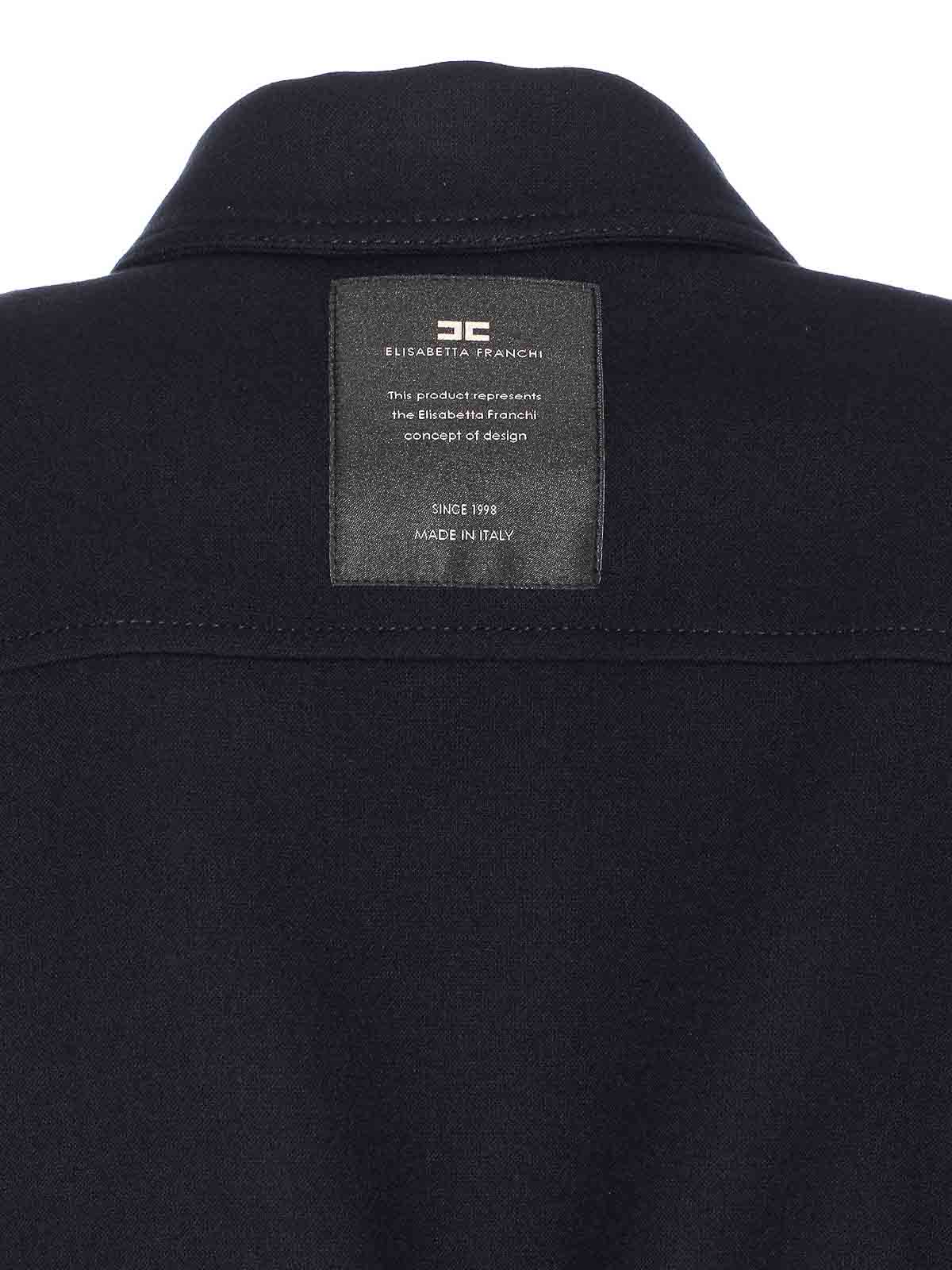 Elisabetta Franchi Belted Fitted Jacket With Glossy Accents In Black
