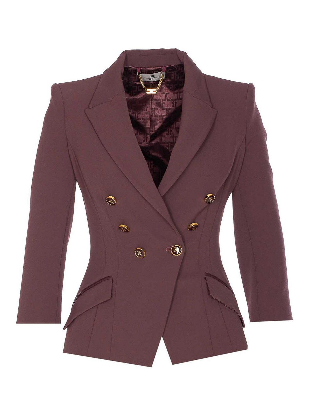 Elisabetta Franchi Bordeaux Jacket Gold-tone Buttons In Burgundy