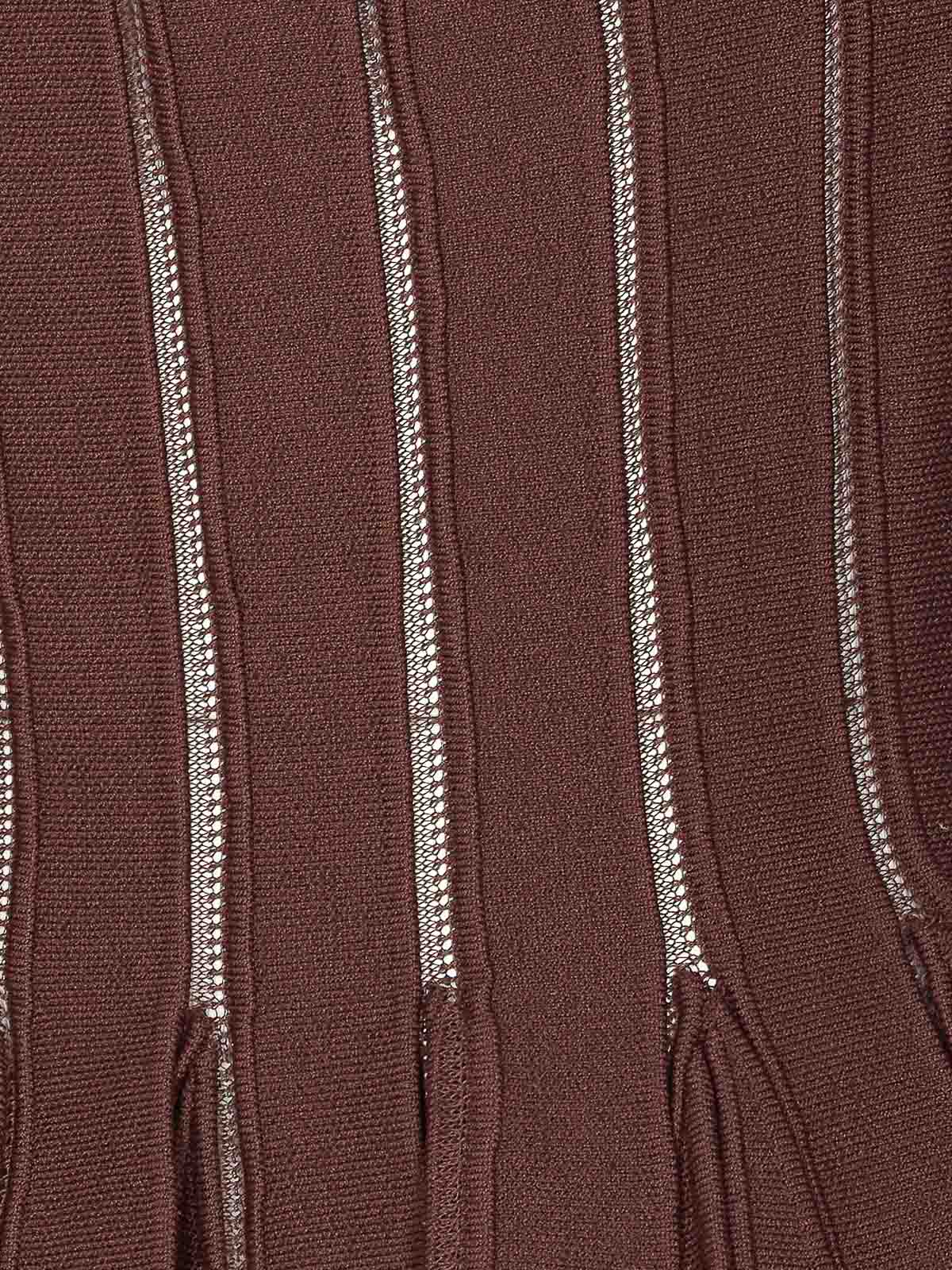 Elisabetta Franchi Textured Ribbed Fitted Cardigan With Peplum Hem In Brown