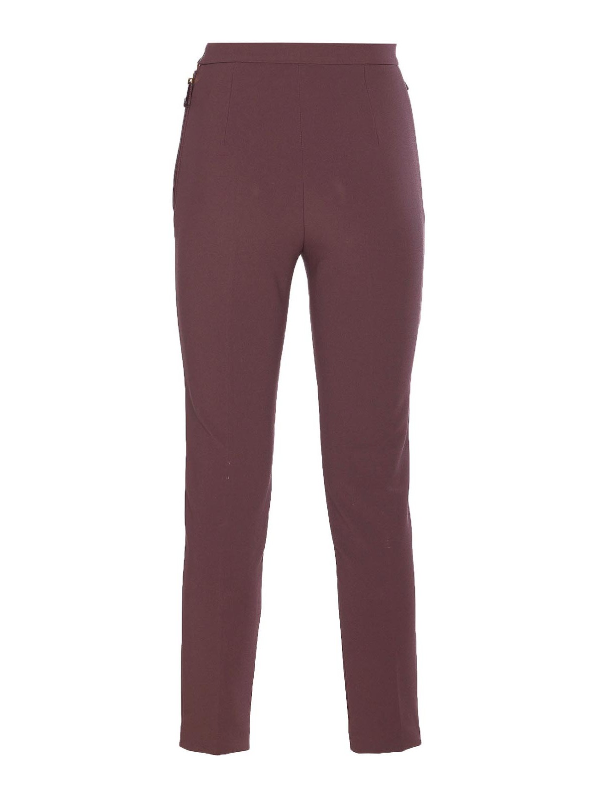 Elisabetta Franchi Tailored Brown Pants With High Waist And Polished Accents In Multi