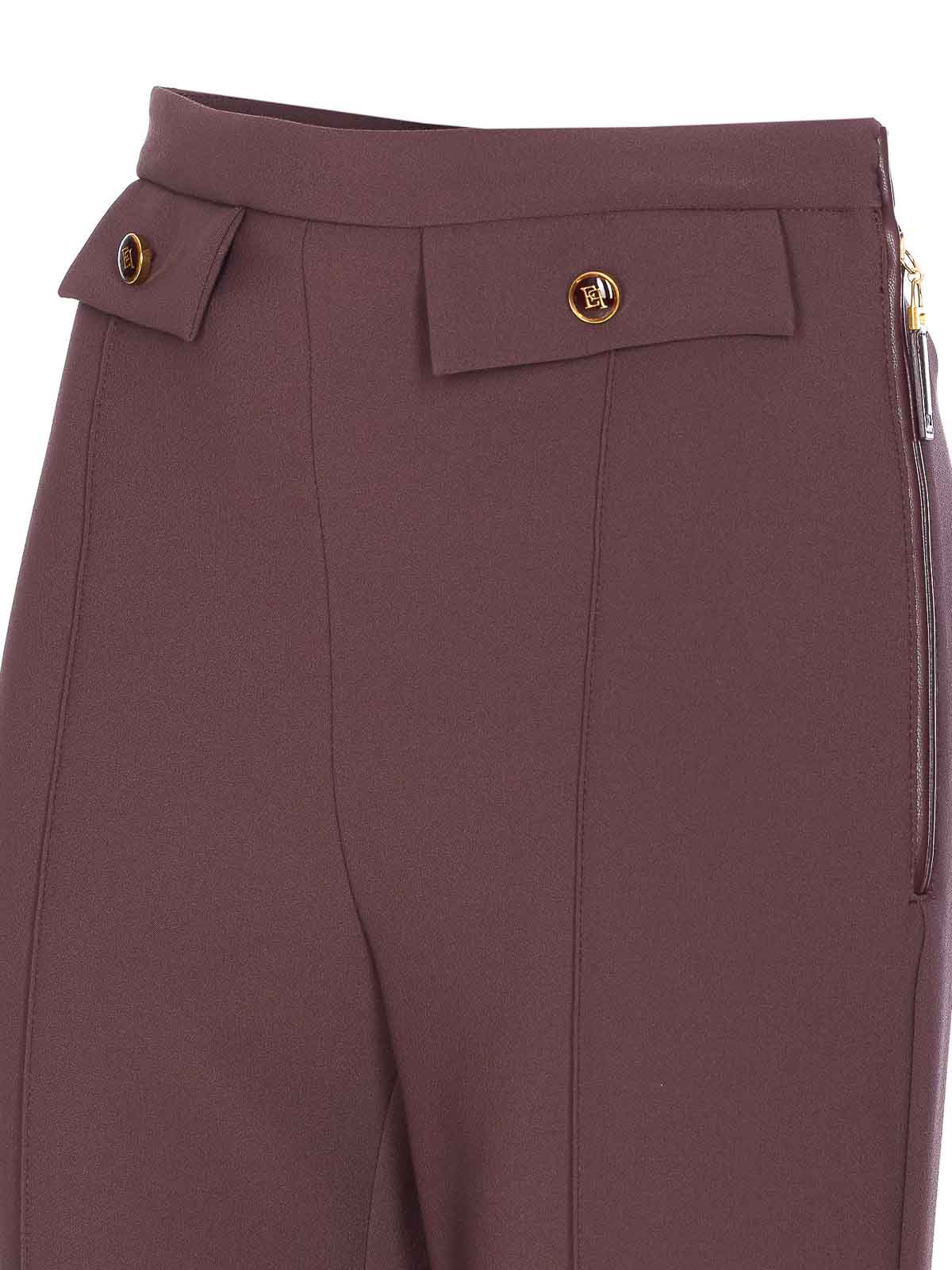 Elisabetta Franchi High-waisted Flared Pants With Decorative Button Details In Red