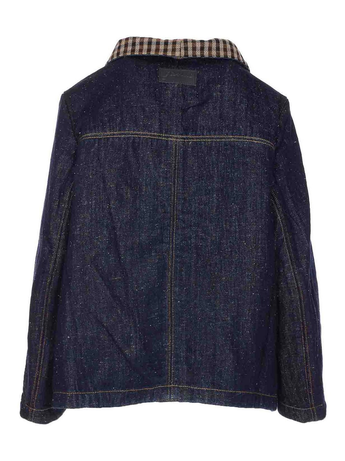 Ganni Dark Blue Neppy Denim Jacket In Blue