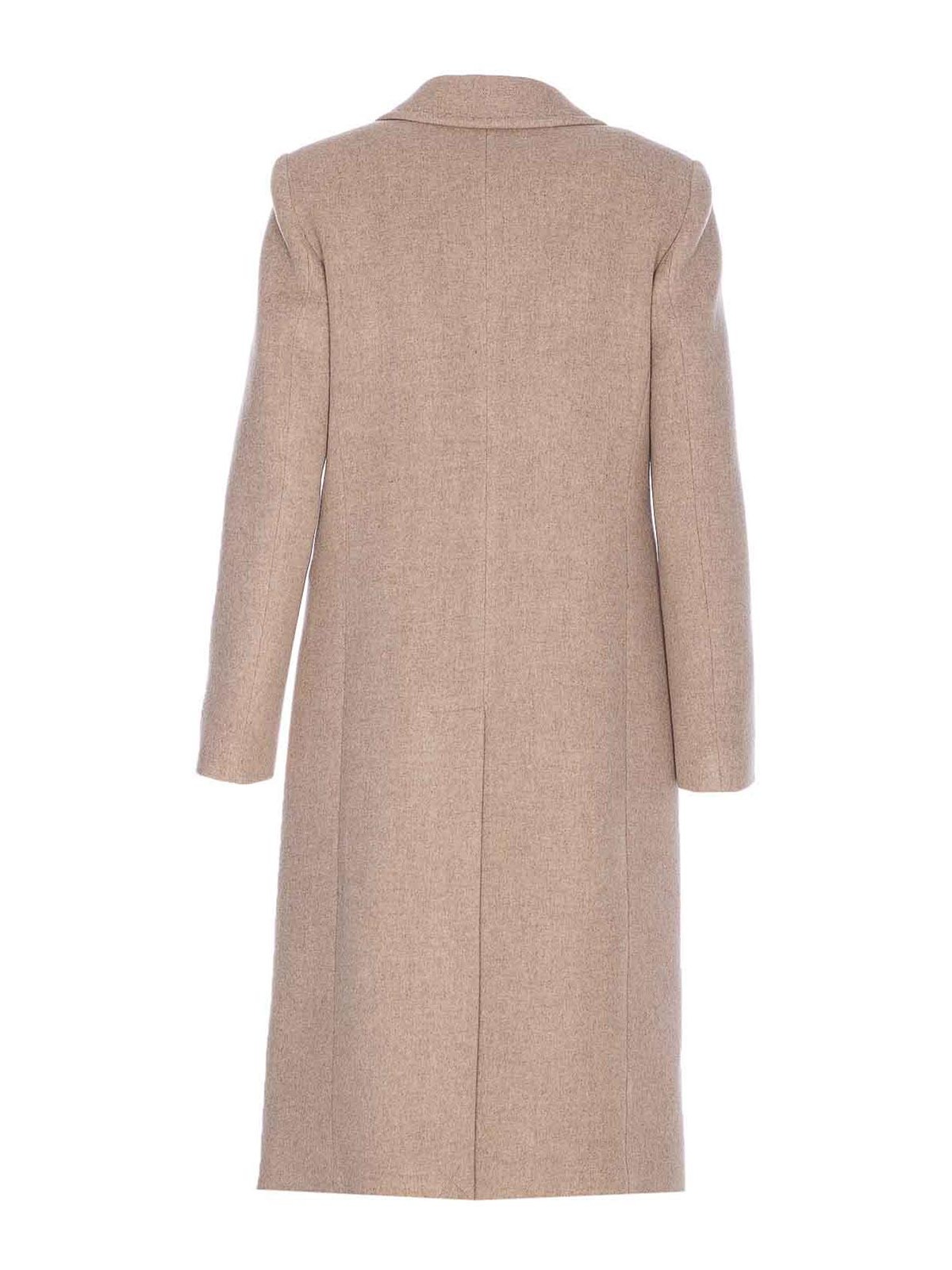 Liu •jo Long Sleeve V-neck Coat With Notch Lapel In Nude
