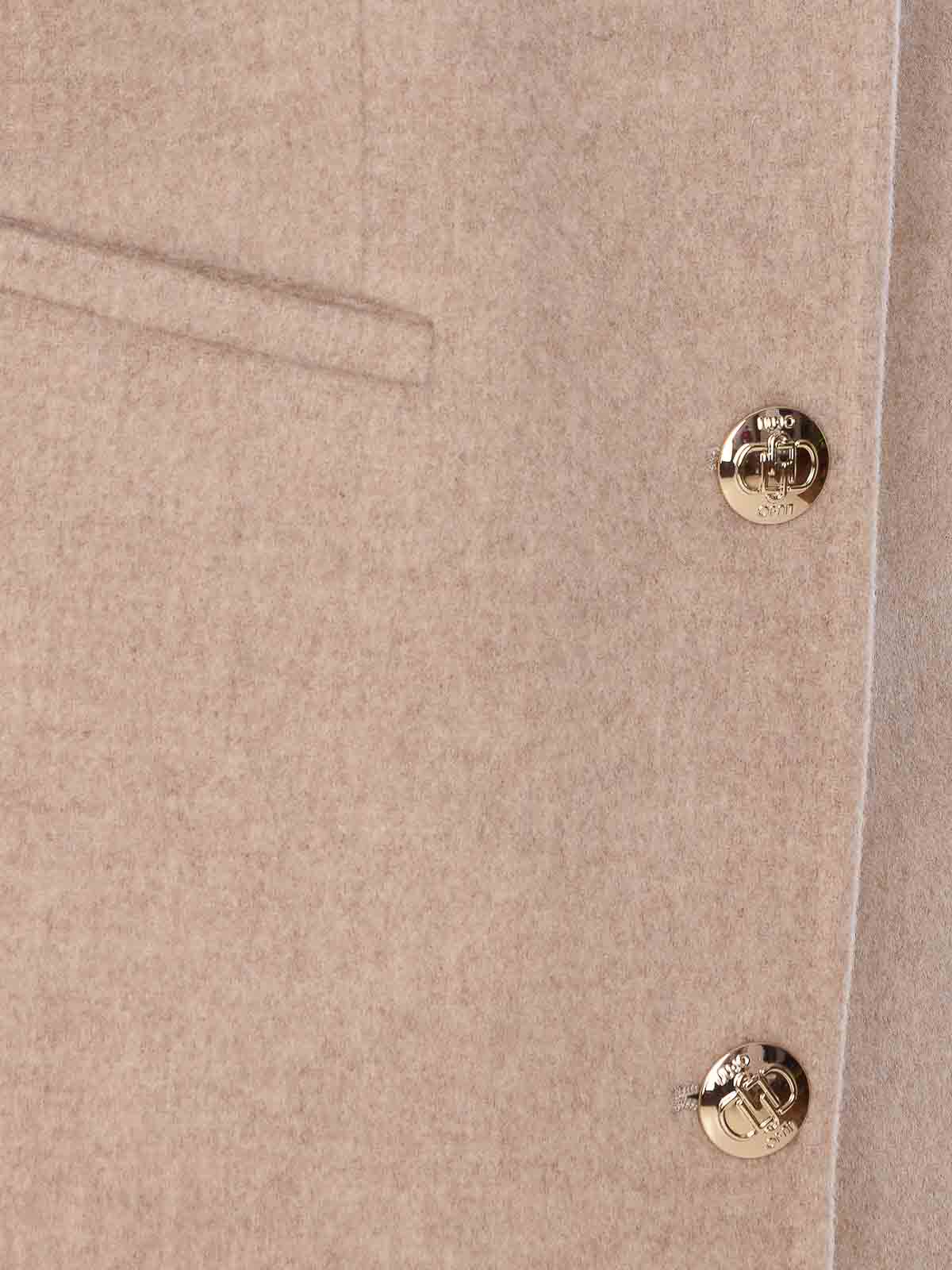 Liu •jo Long Sleeve V-neck Coat With Notch Lapel In Nude