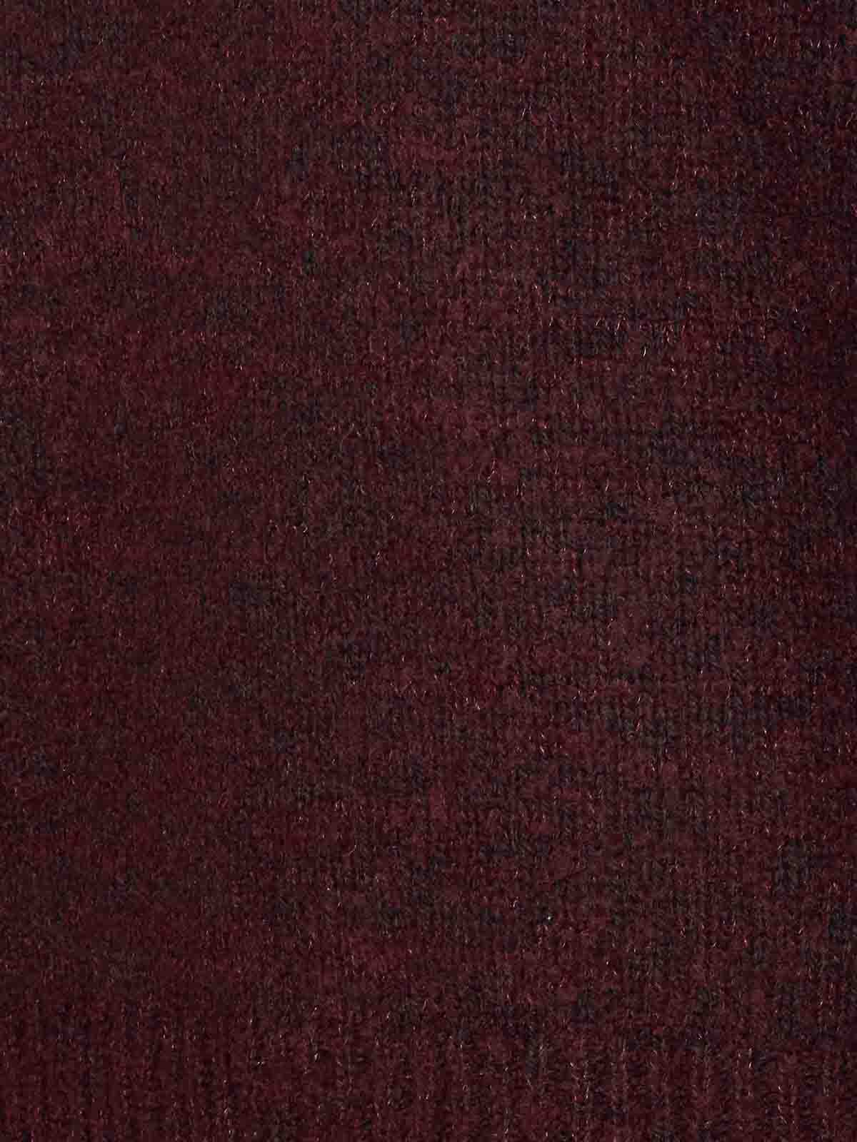 Maison Margiela Dropped Shoulder Burgundy Wool Sweater With Ribbed Details In Burgundy