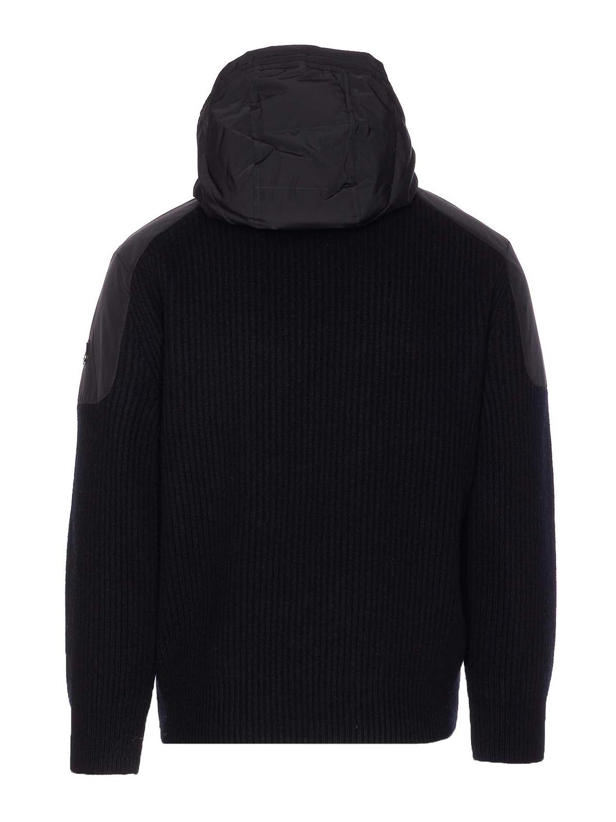 Moose Knuckles Hooded Jacket With Ribbed Texture And Zip Pockets In Black